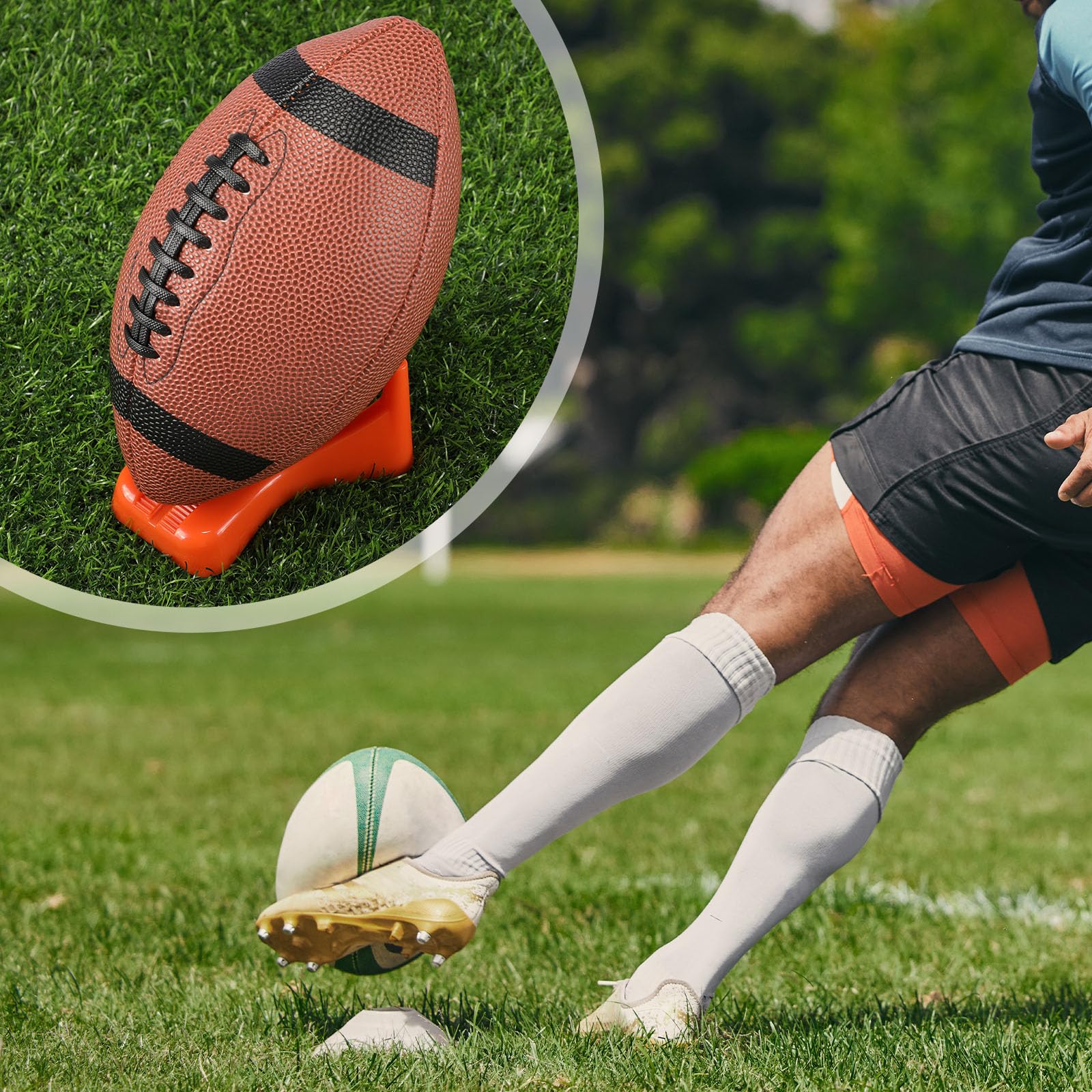Soulchen 6 Stück Fußball-Stil Kicking Tee Rugbyball Display Ständer kompatibel für alle Ballgrößen Fußball Display Ständer für Kickoff Übungsausrüstung