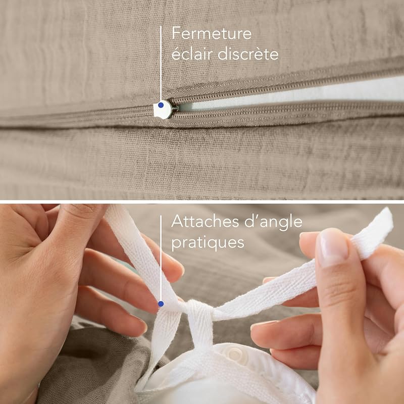 Dreamzie pamut gáz ágyneműhuzat 220x240 cm taupe 2 párnával puha légáteresztő