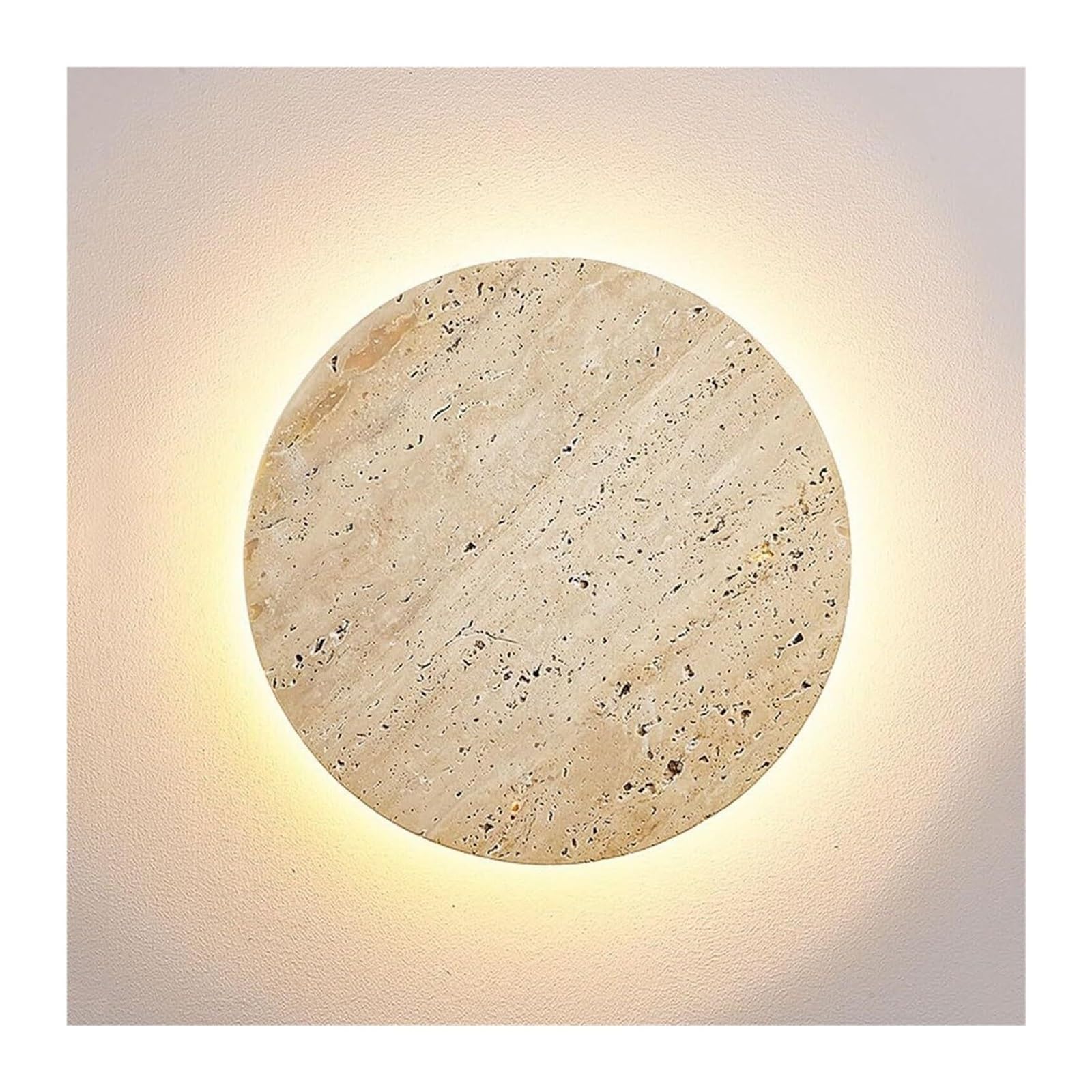 KHUKHU Wabi Sabi Natural Stwall Sconces Modern Wall Light Travertine Bedside Lamp Nordic Living Room Led Wall Mounted Light Fixture for Bedroom Bathroom Vintage Hallway Night Light(30Cm(14W))