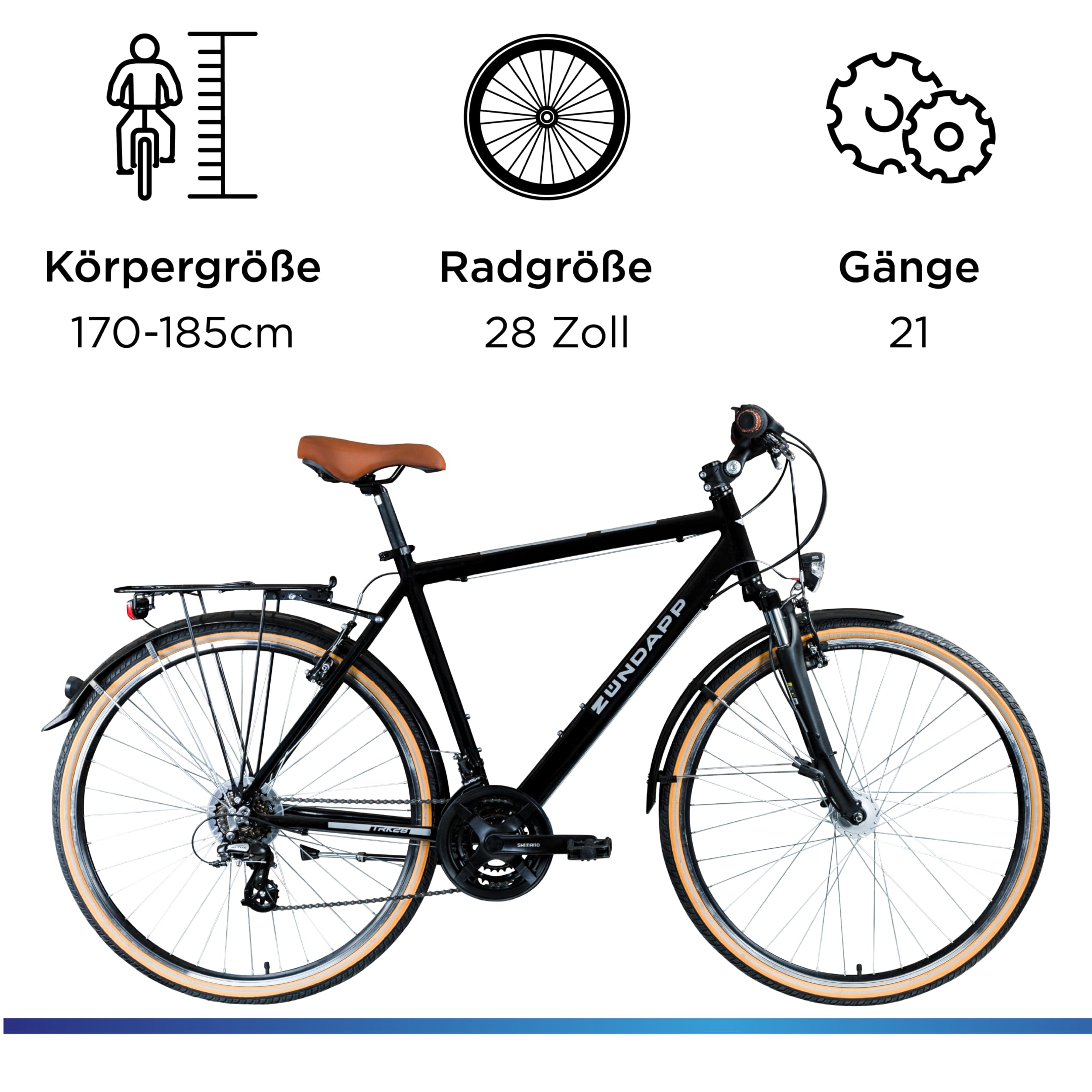 ZÜNDAPP T700 Fahrrad Herren Fahrrad 28 Zoll Trekking Fahrrad Trekkingrad Herrenfahrrad Trekking Rad mit Schutzblech Gepäckträger Trekkingfahrräder Herren