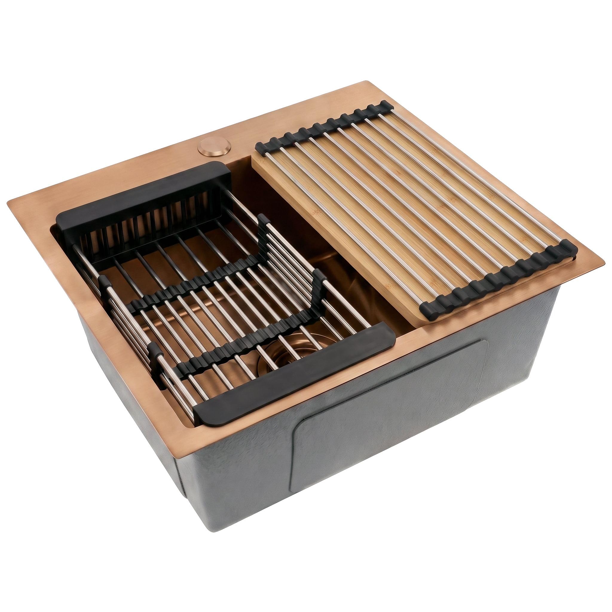 Rea - Sink Steel Leo 50 Brushed Copper with Grey Accessory Set - 50 x 45 x 18.5 cm