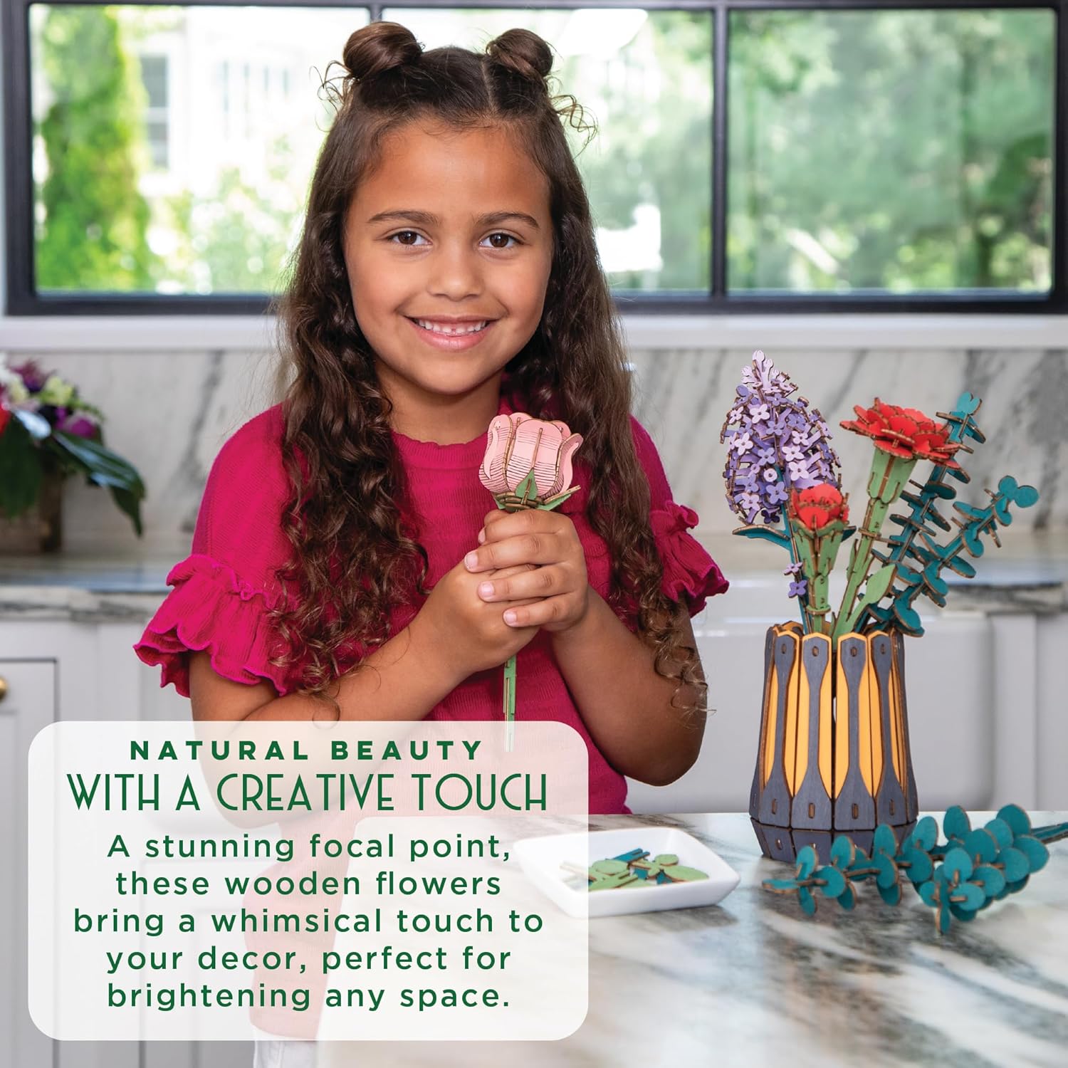 MindWare Bloomscapes Blossom Bouquet Wooden Flower Building Kit - Ages 8 and Up