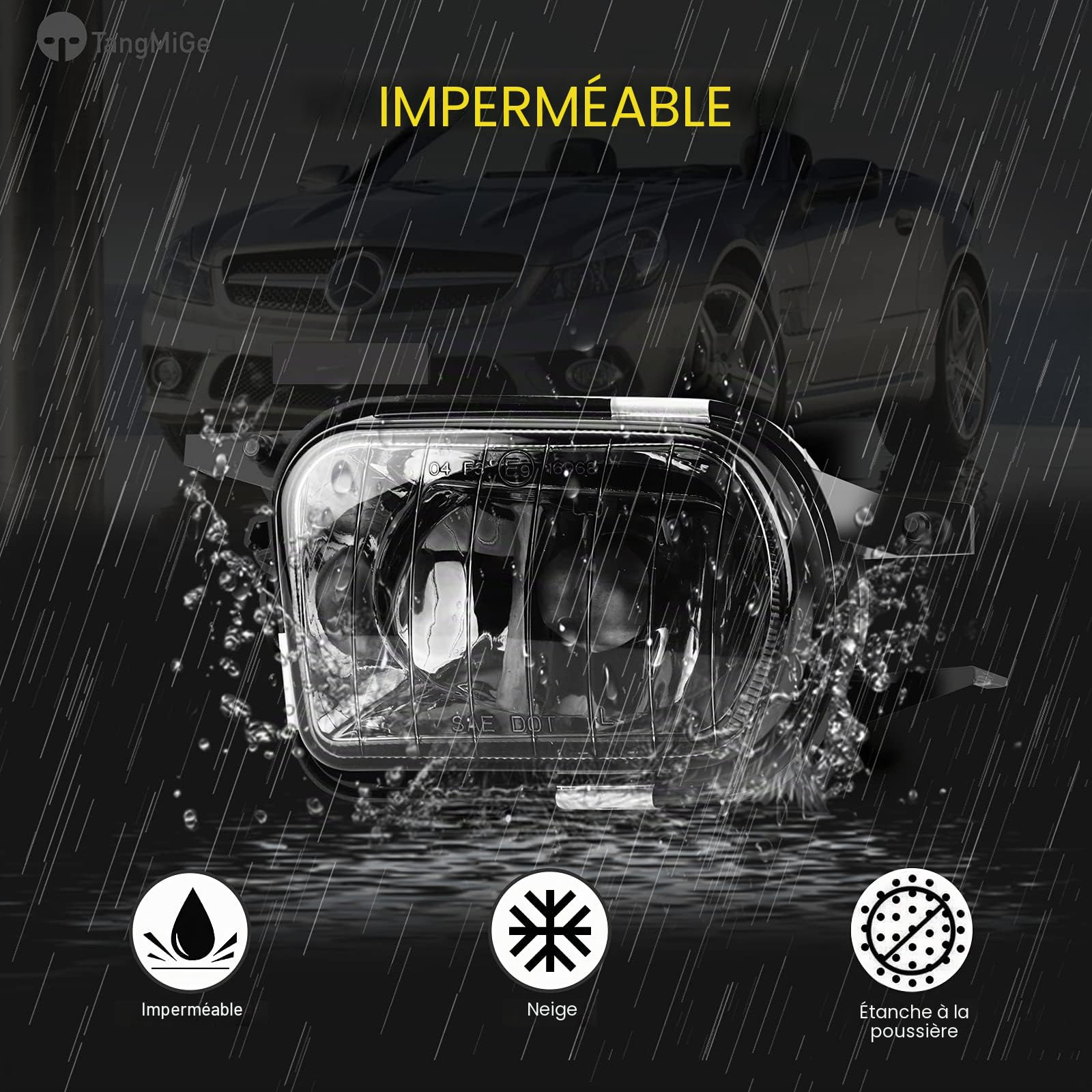 TangMiGe - Feux anti-brouillard compatibles avec Mercedes Benz W203 S203 CL203 C209 A209 C215 R171, (Classe C Sportcoupe CLC CLK S Coupe CL SLK), 05/2000-12/2011, Phares antibrouillard (Fumée)