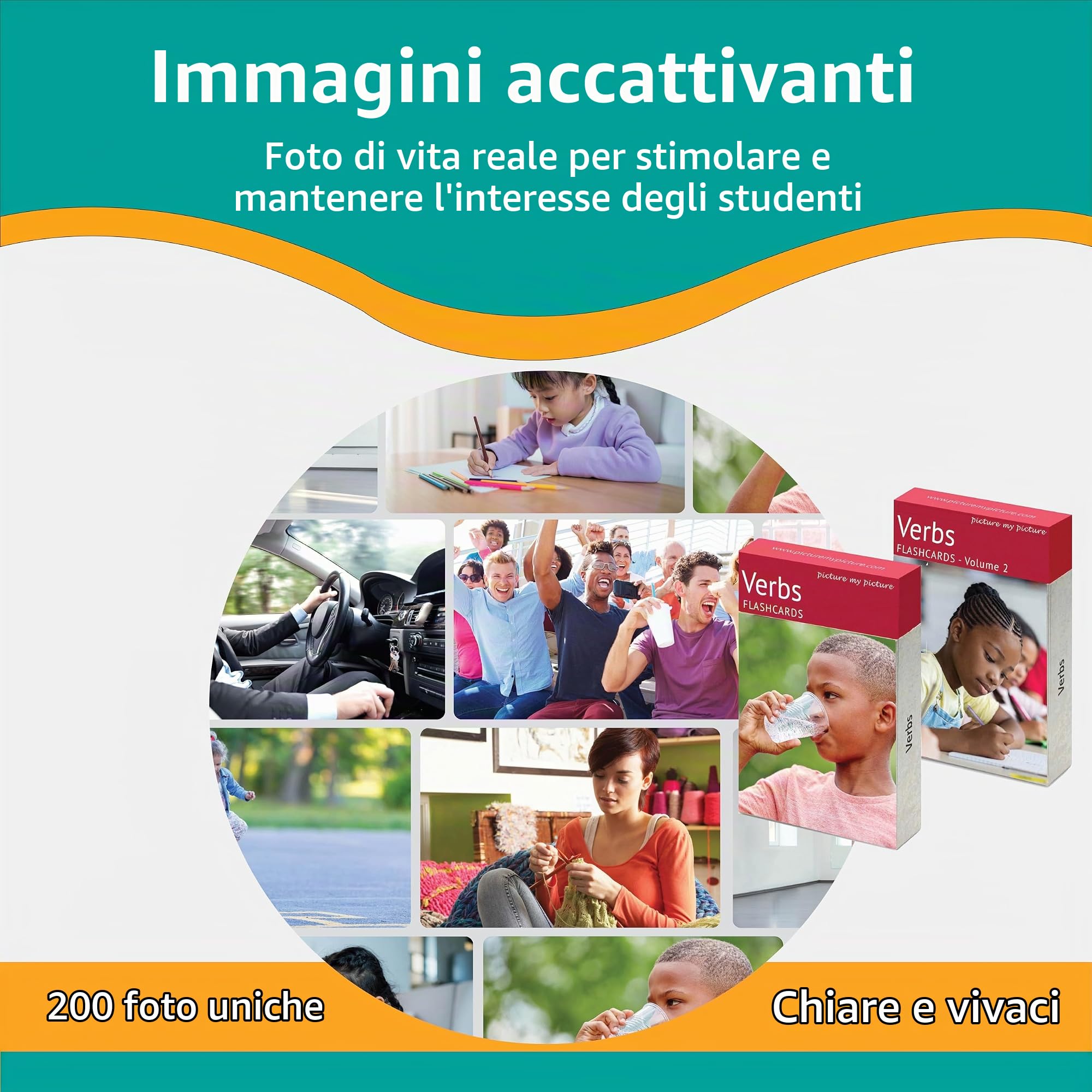 Flash Card sui Verbi Volume 1 e 2. 80 Schede Fotografiche Educative su Azioni e Sviluppo del Linguaggio. Materiali per logopedia, materiali ESL