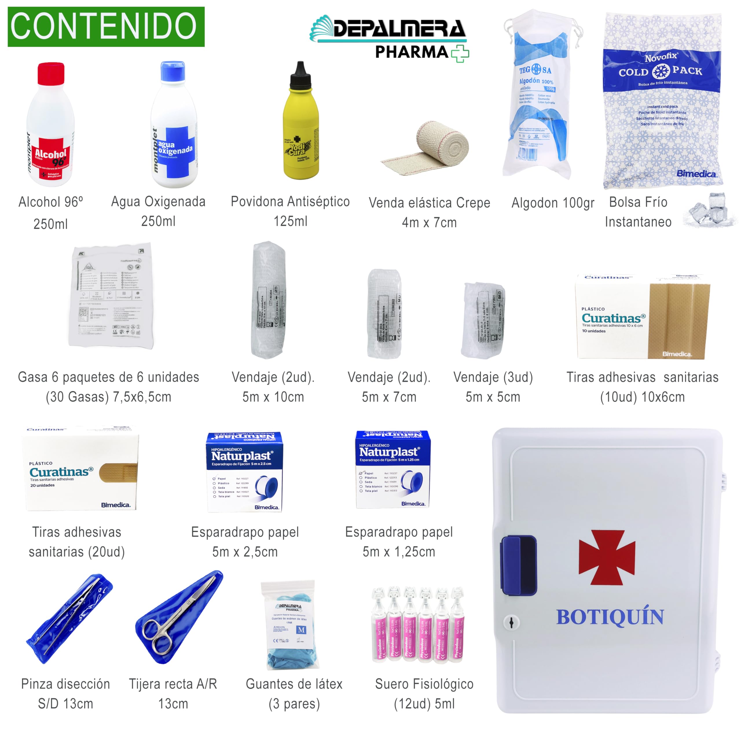 Pharma✮ Armario Botiquin Primeros Auxilios Grande de Pared Casa Mutua Botiquines Homologados Completo para Entorno Doméstico Laboral o Empresarial