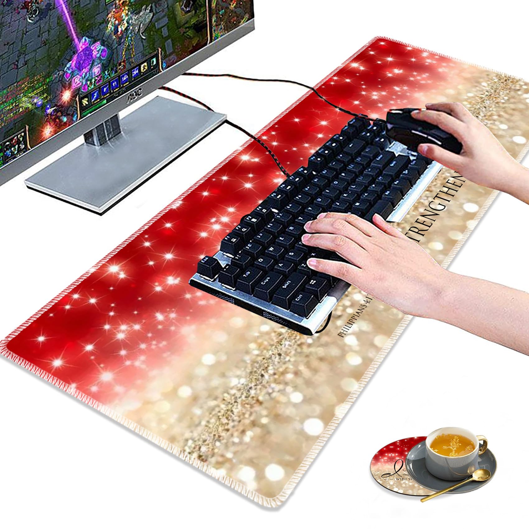 Bible Verse Mouse Pad Set - Wrist Rest & Coaster -4