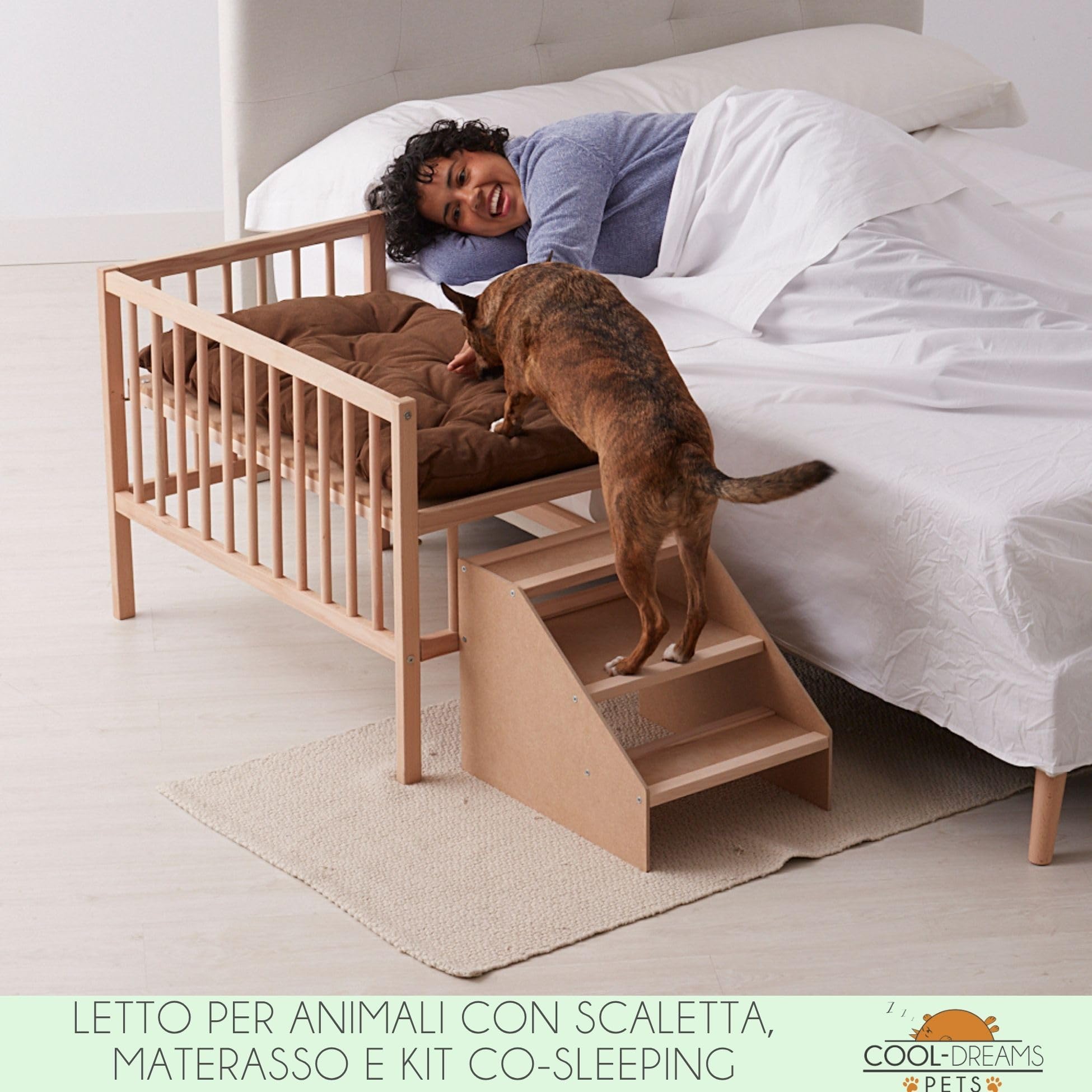 Letto rialzato Animali domestici con scala. con materasso incluso antigraffio. Colecho Accanto al tuo cane o gatto. 2 altezze. per animali domestici, medi, piccoli o anziani. Faunatic Basic CoolDreams