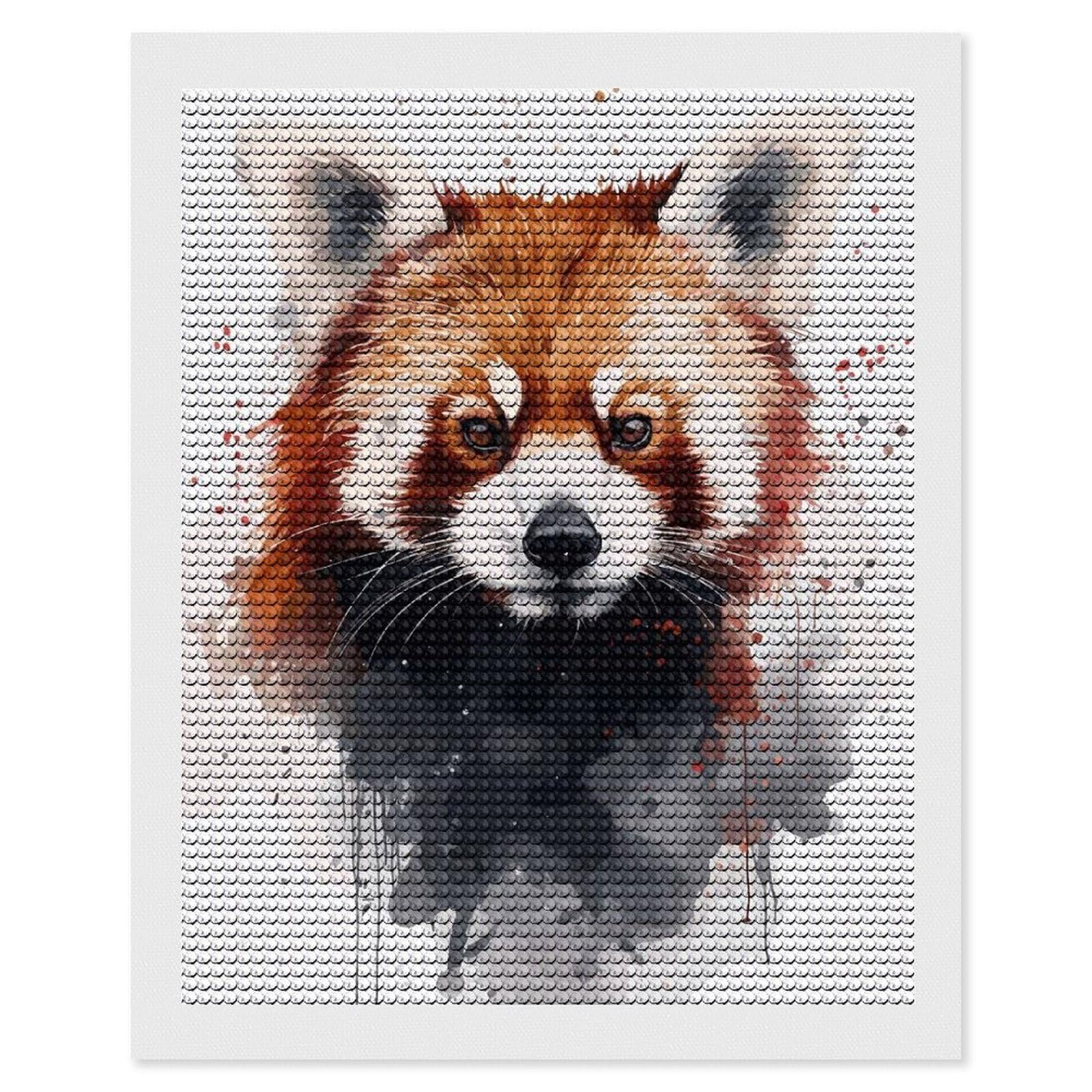 Junmoney Red Panda Watercolor Portrait Crystal Diamond Art Kit 16"x20", Stress Relief Craft, Decorative Artwork, Vintage Style Decor, Birthday Gift