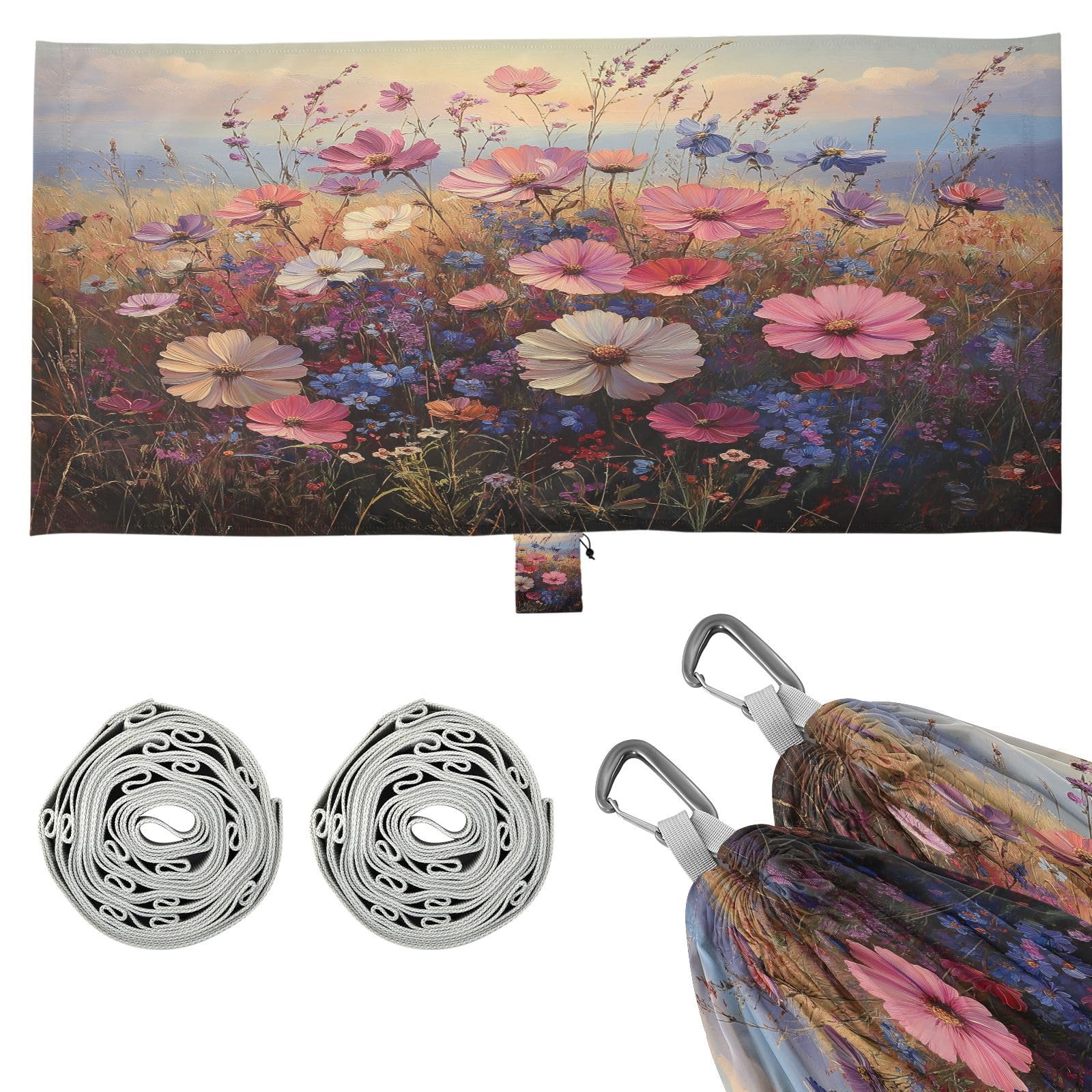 ATTX Floral Landscapes Camping Hammock - Lightweight & Portable Hammocks, Heavy Duty 330lbs Capacity for Indoor, Hiking, Backpacking, Travel, Backyard, Beach#20