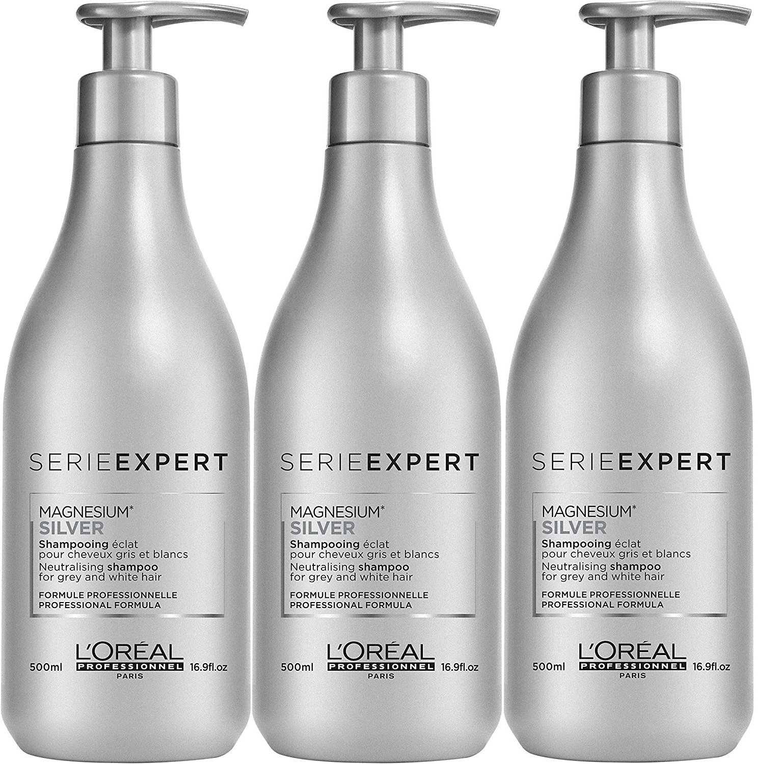 Loreal 3 Confezioni Shampoo Loreal Serie Expert Magnesium Silver, 500 Ml-image