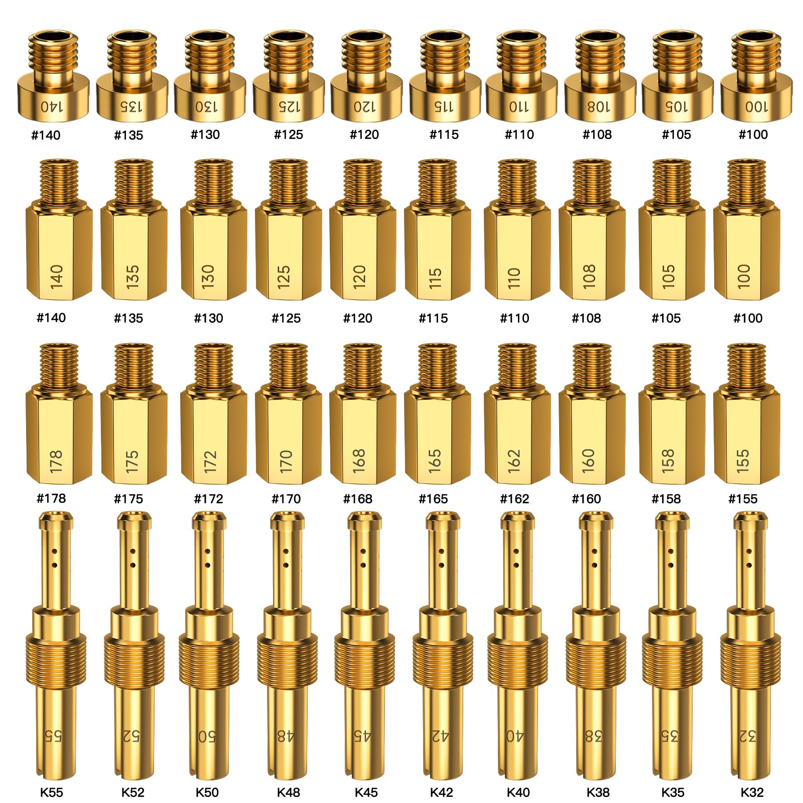 40PCS Carburetor Main Jet Slow Pilot Jet Kit Compatible with Keihin PE PWK CVK OKO KOSO Polini Carb Dirt Bike ATV Quad 4 Wheeler Go Kart, Include 30PCS Main Jet and 10PCS Pilot Jet Accessories