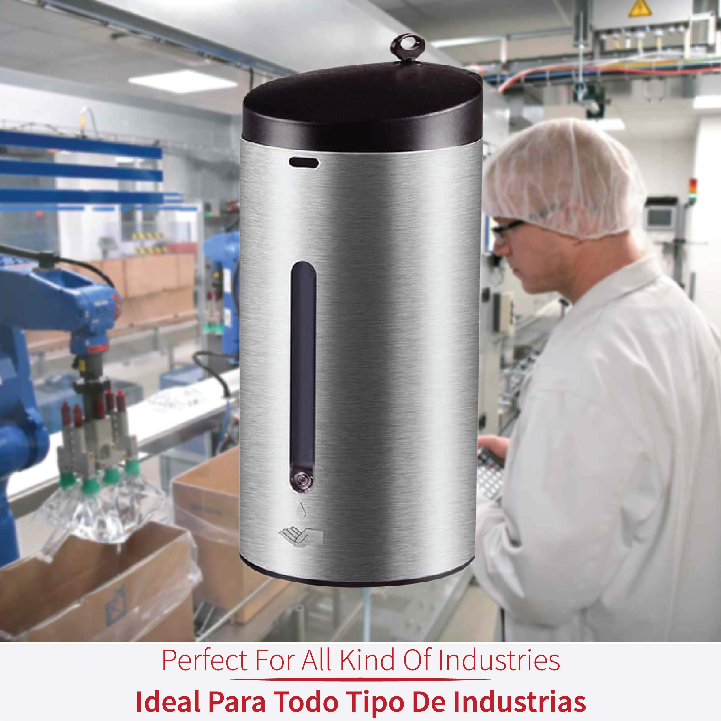 Dispensador Gel Hidroalcoholico Automatico GR.5095 en Acero Inox 650 ml · ÚNICO DISPENSADOR EN EL MUNDO DISEÑADO ESPECIALMENTE PARA GEL HIDROALCOHÓLICO · Tratamiento Exterior Anti-bacteriano