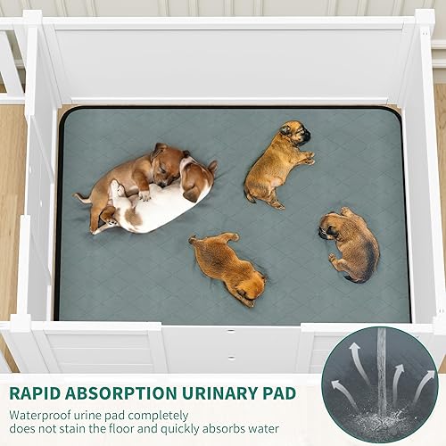 Miniatura 5 de YITAHOME Caja de parto para perros de nacimiento 78 pulgadas de largo x 39.4 pulgadas de ancho, corral de madera para perros con almohadilla para