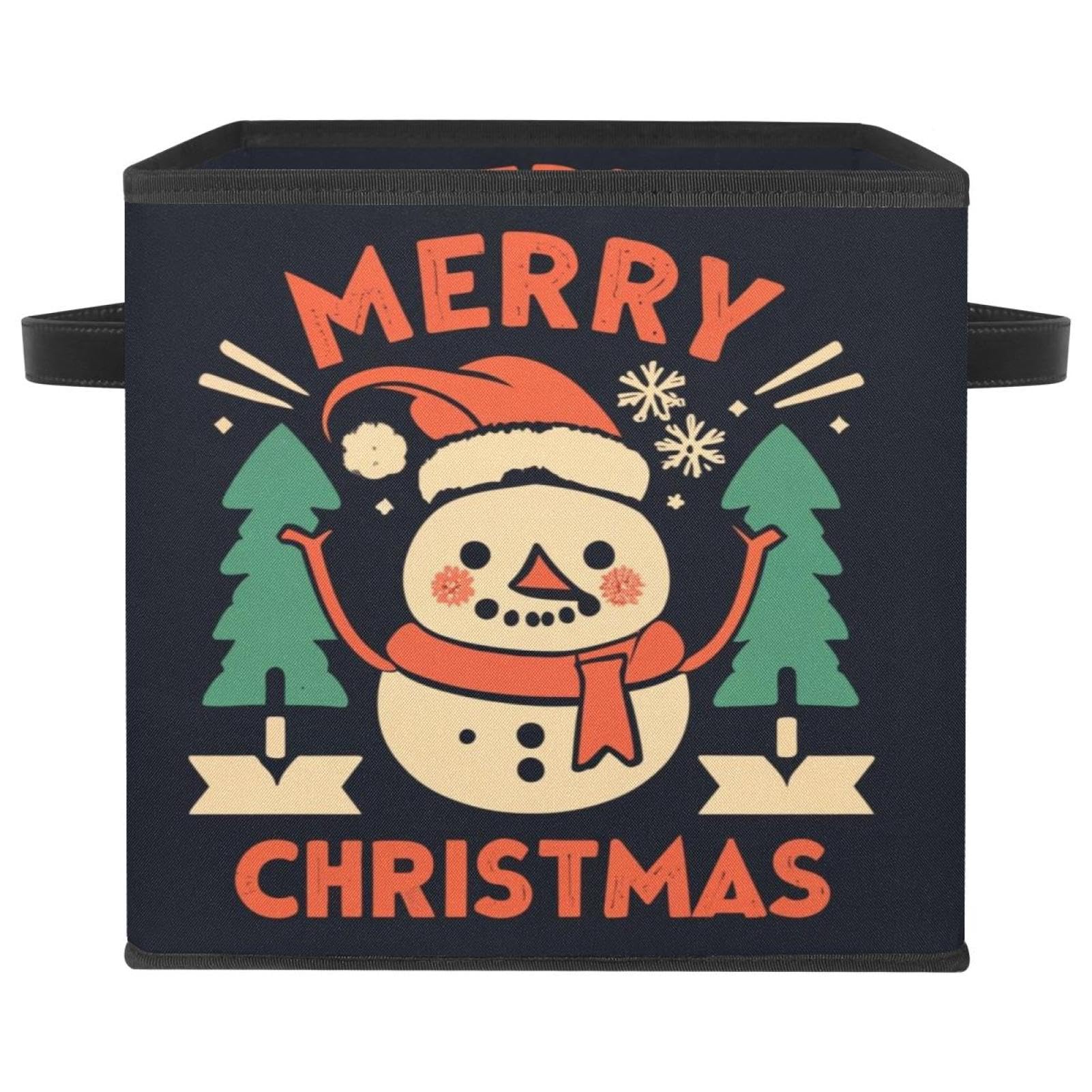 Boîte de rangement bonhomme de neige en tissu Oxford de 27,9 cm avec poignées