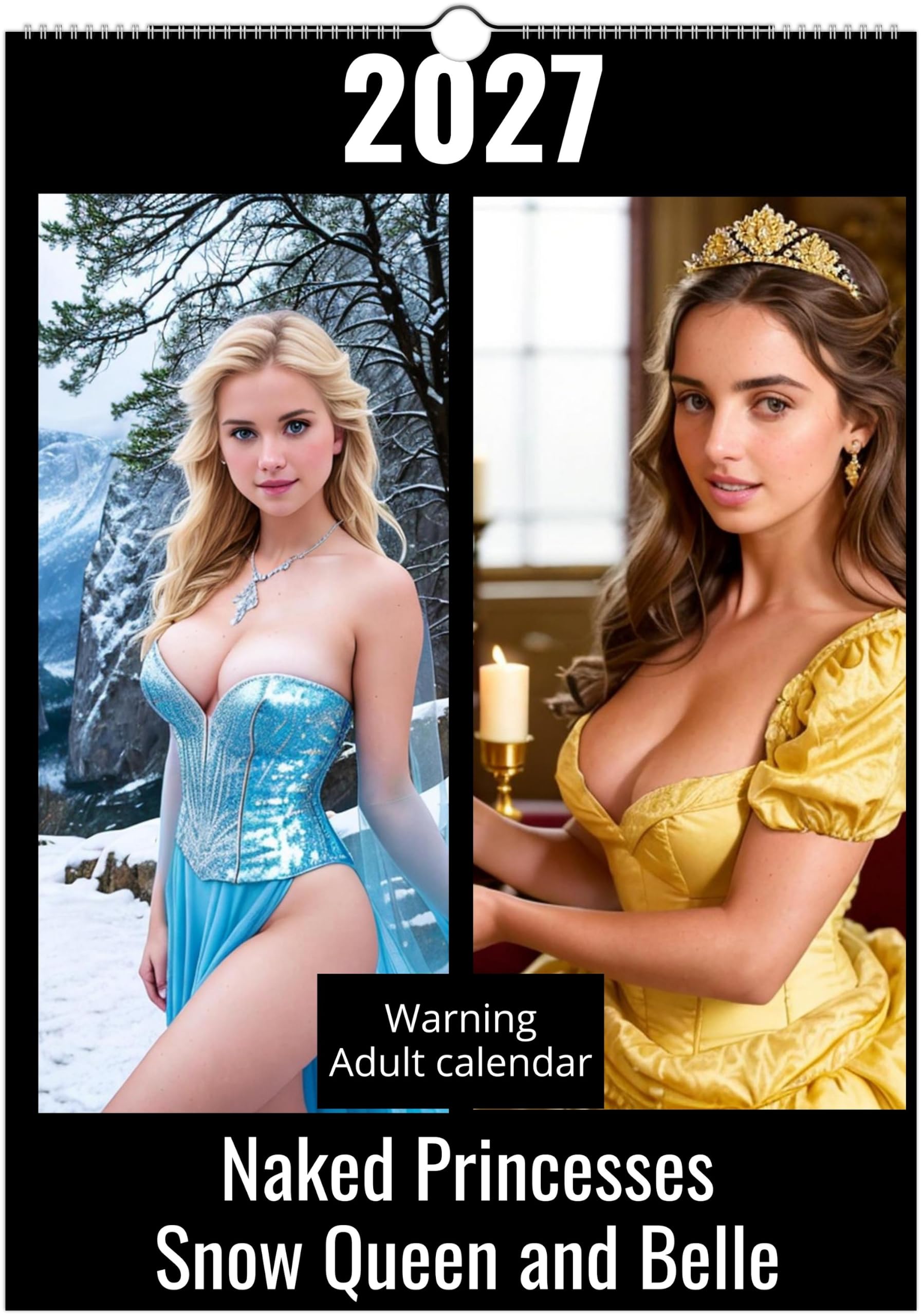 Calendrier cosplay adulte 2026, Princesses : Reine des Neiges et Belle