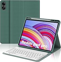 JADEMALL Custodia con Tastiera per Redmi Pad Pro 12.1" 2024, Italiana QWERTY Tastiera Bluetooth Staccabile per Tablet Xiaomi Redmi Pad Pro 12.1" 2024, Verde scuro