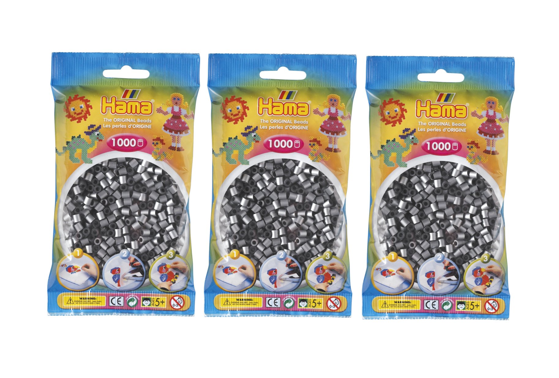 Hama 207-62 Midi Beads 3000 pcs (3x1000pcs) - Silver โ image 1