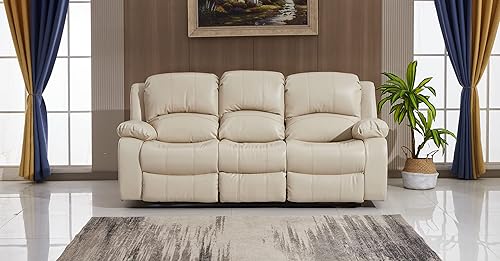 Miniatura 9 de Betsy Furniture Juego de sala de estar de cuero regenerado reclinable eléctrico (marrón, sofá biplaza)