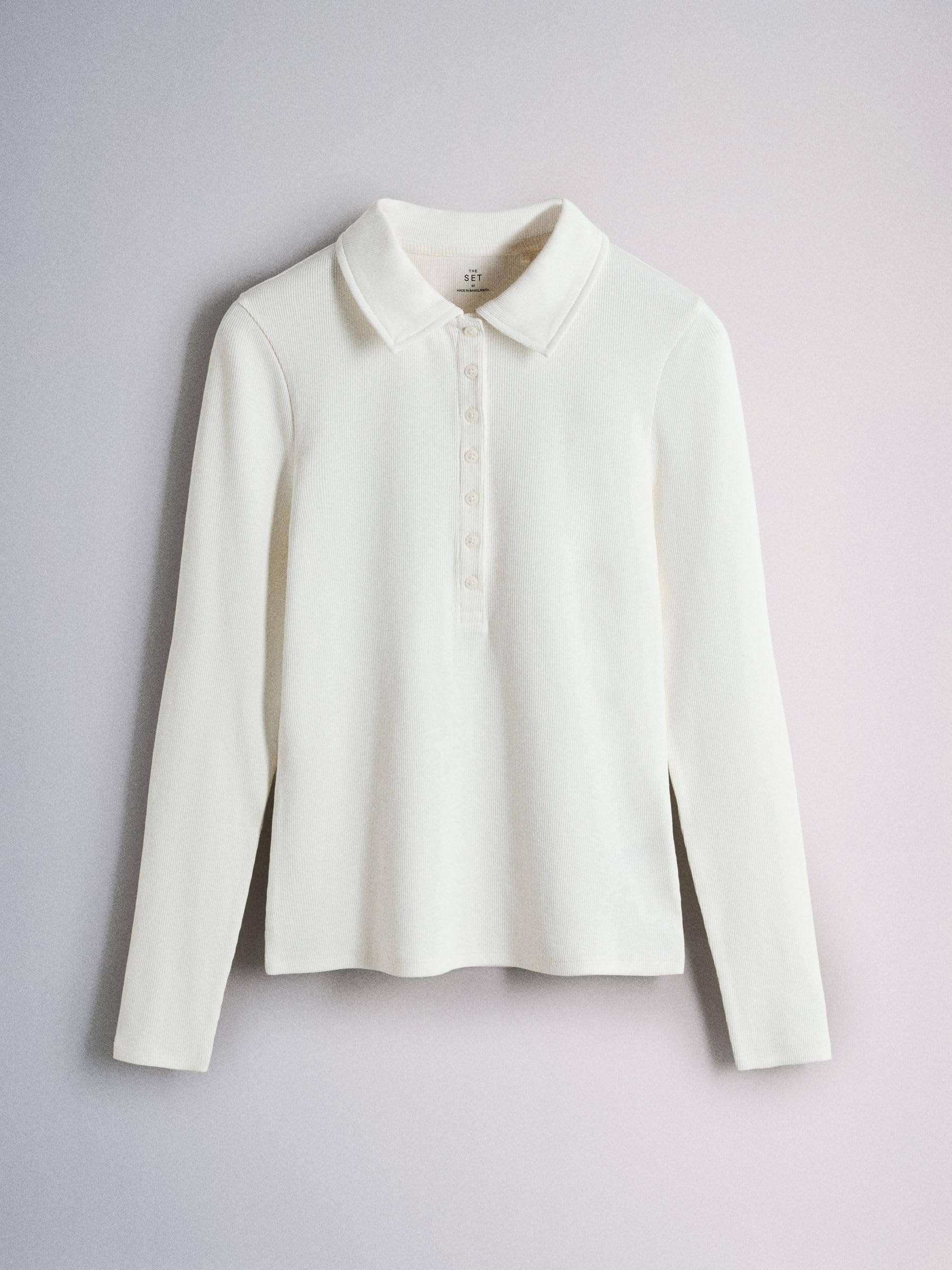 THE SET Femme T-Shirt à col côtelé Style Polo, Lot de 4