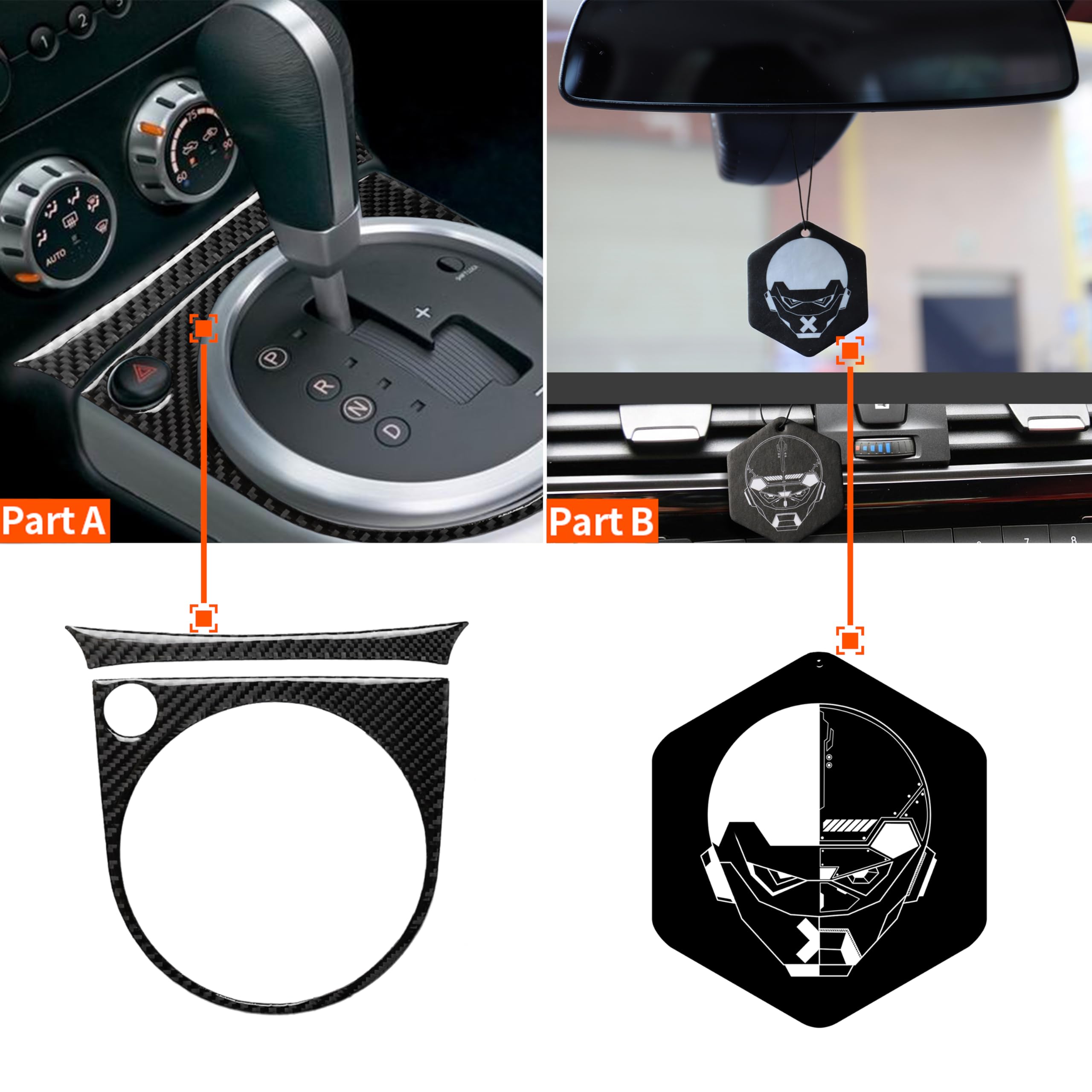 Real Premium Carbon Fiber Compatible with Nissan 350z 2006 2007 2008 2009 Accessories Car Transmission Panel Cover Sticker Decal Auto Interior Trim (Style B)