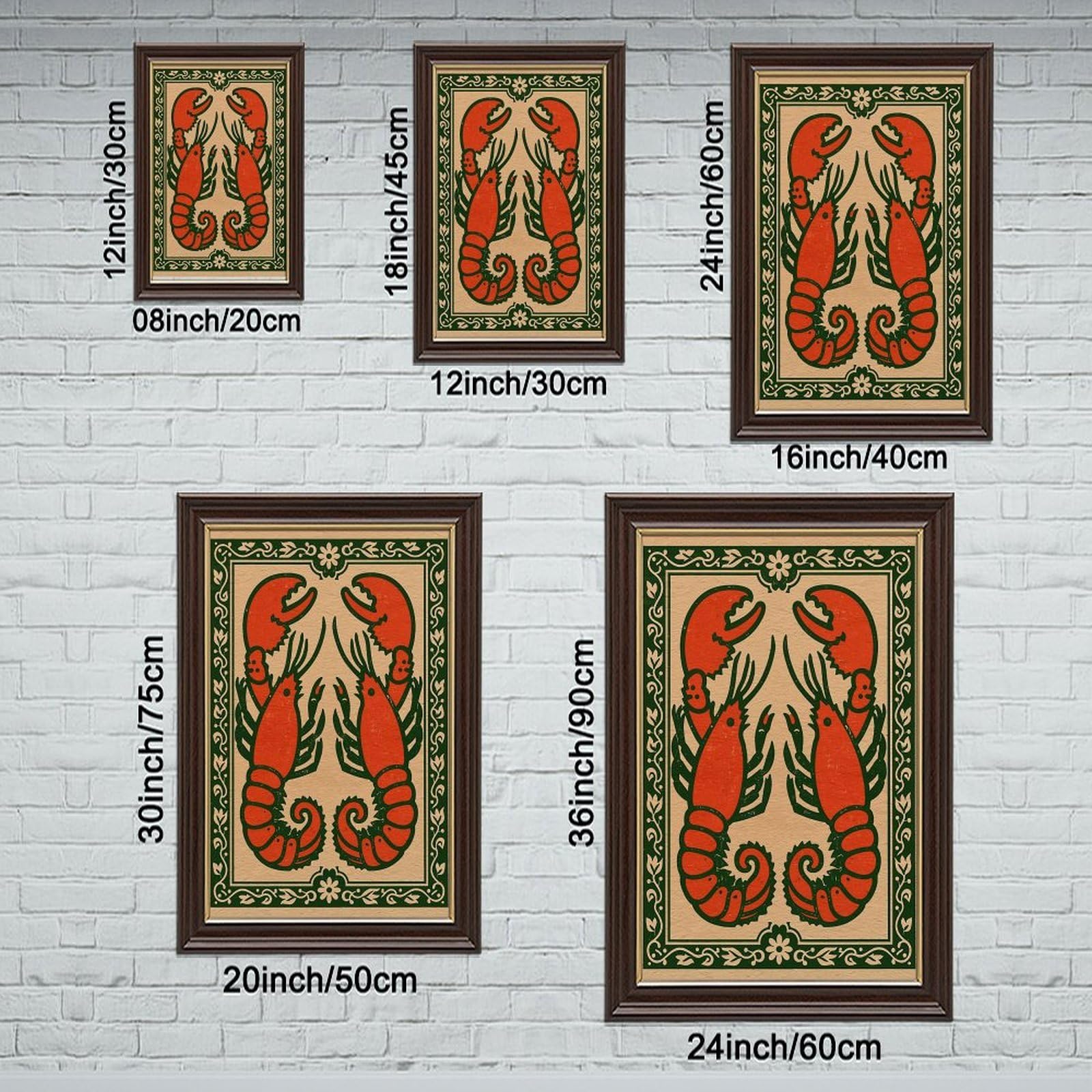 AYINUER Poster simmetrico rosso stampa aragosta design poster su tela per ufficio decorazione regalo