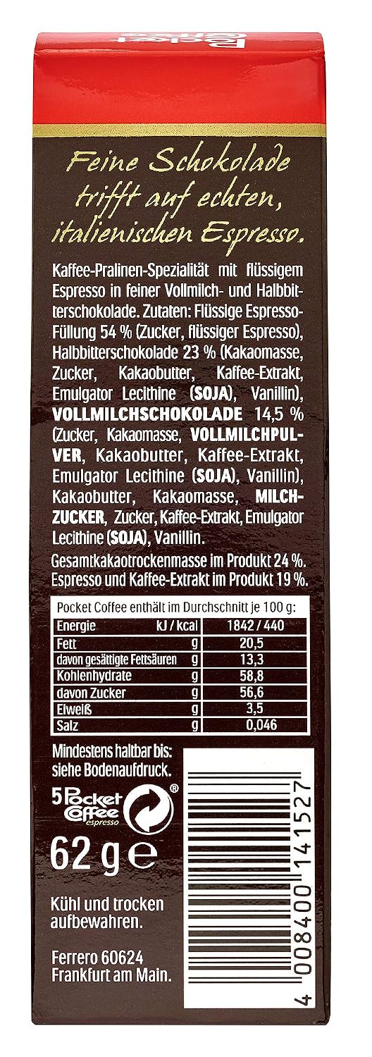Pocket Coffee , 12er Pack (12 x 5 Stück Packung)