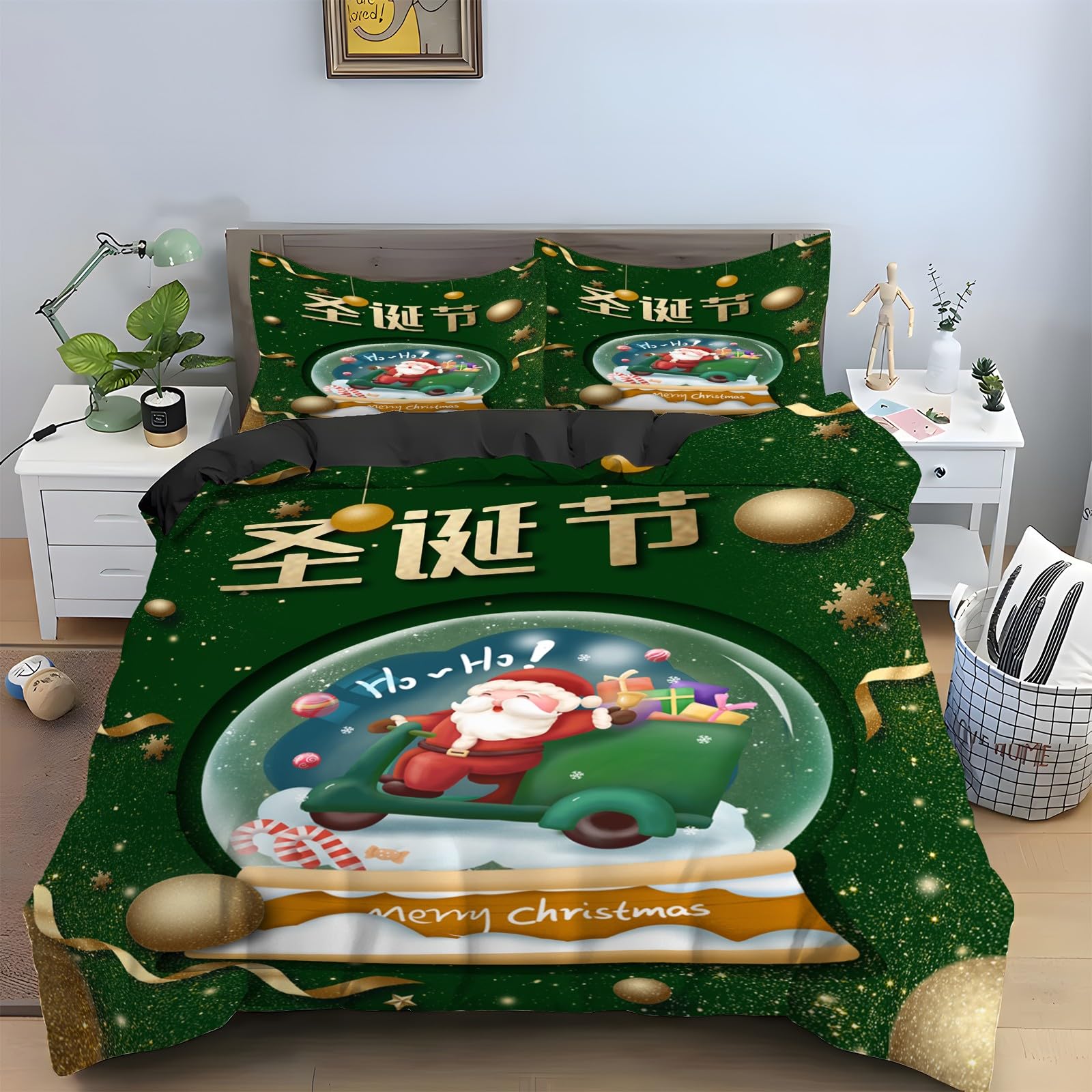 Housse Couette en Microfibre Douce PèRe NoëL Féerique
