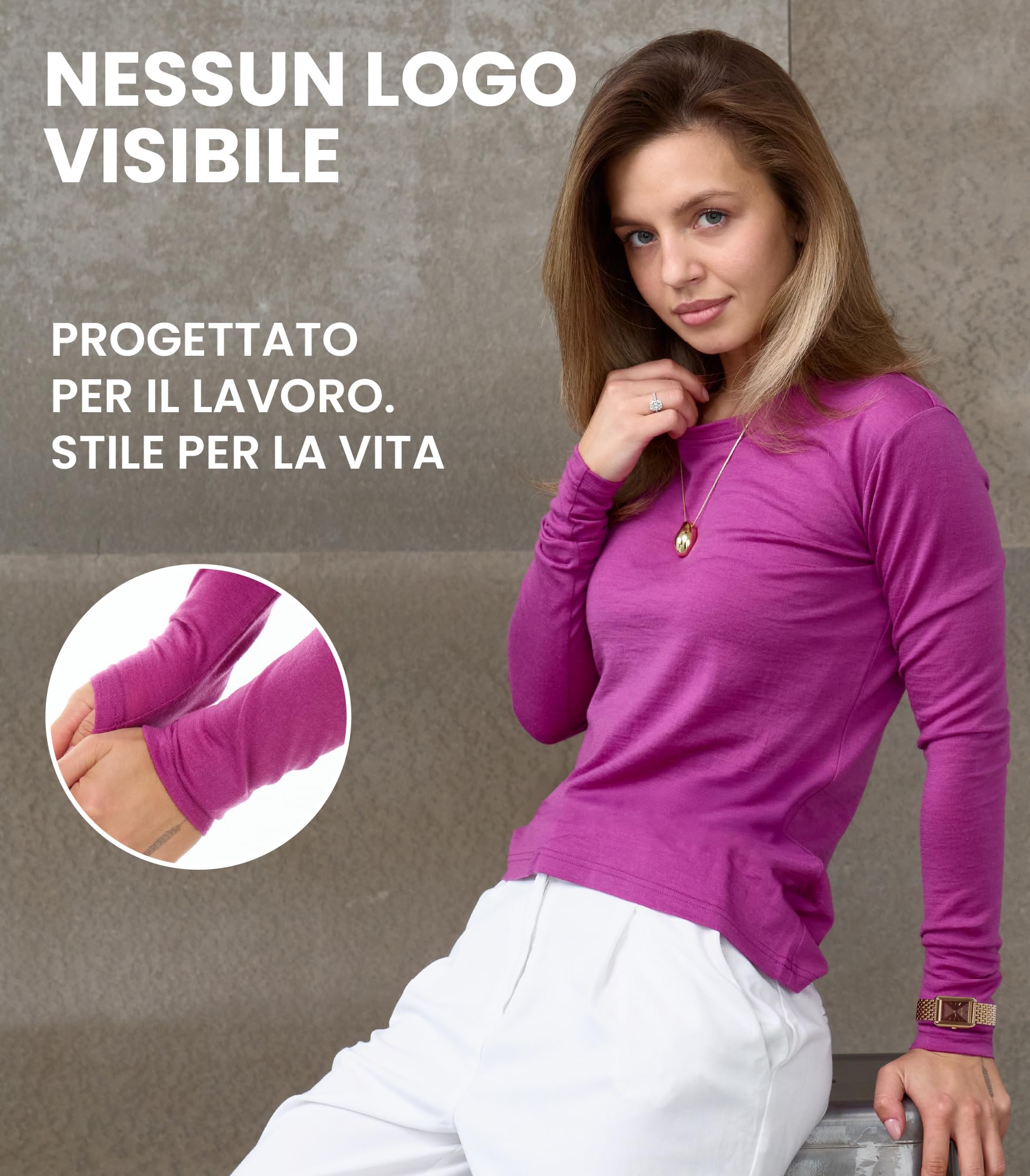 Merino.tech Maglia Donna Termica Merino Wool - 100% Intimo Termico Lana Merino Abbigliamento Trekking