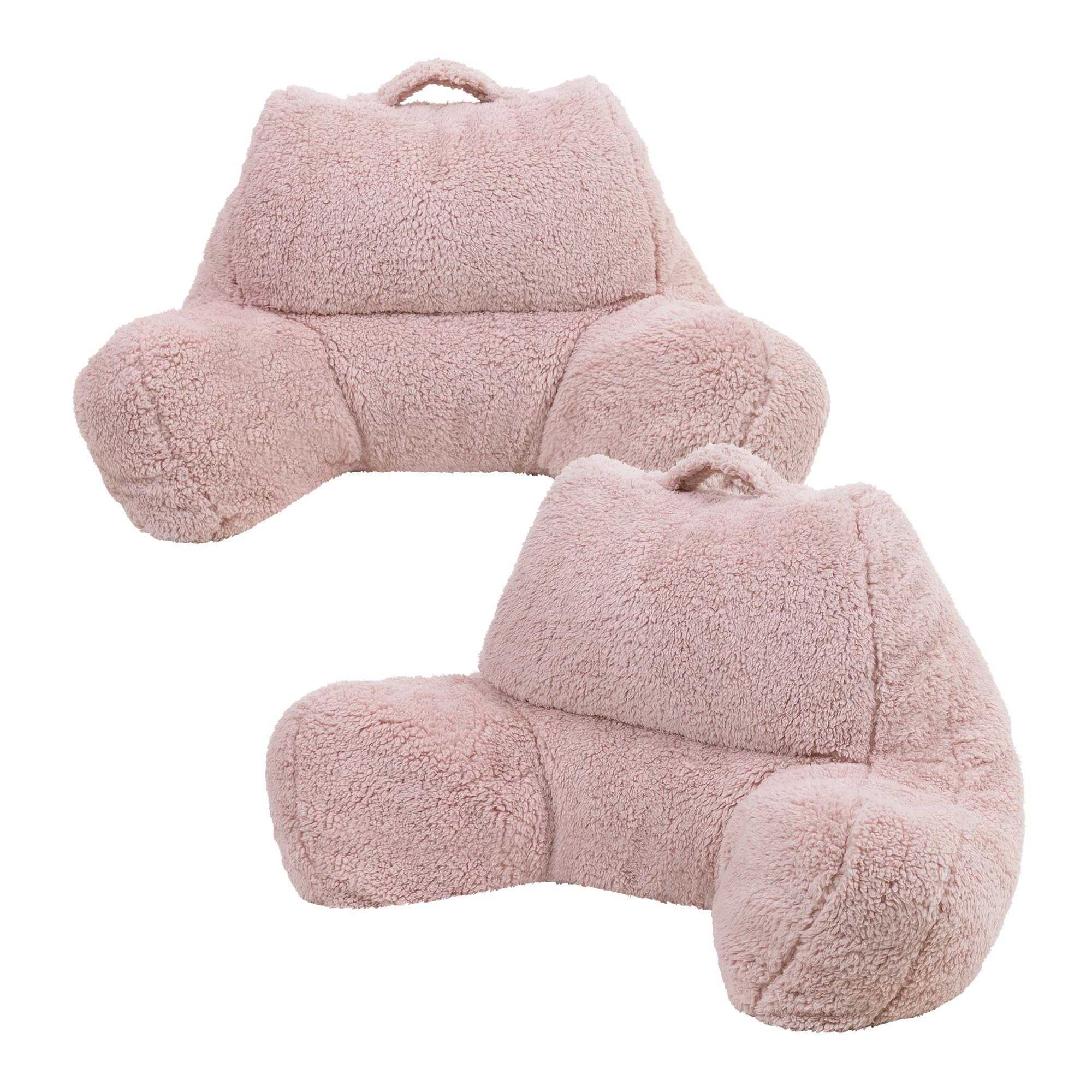 icon Teddy Bear Fleece Large Cuddle Cushion, Dawn Pink, 2 Pack, Reading Pillow, Back Support Cushion, Back Support Pillow for Bed with Bead filling included, Ideal as a backrest for sitting up in bed