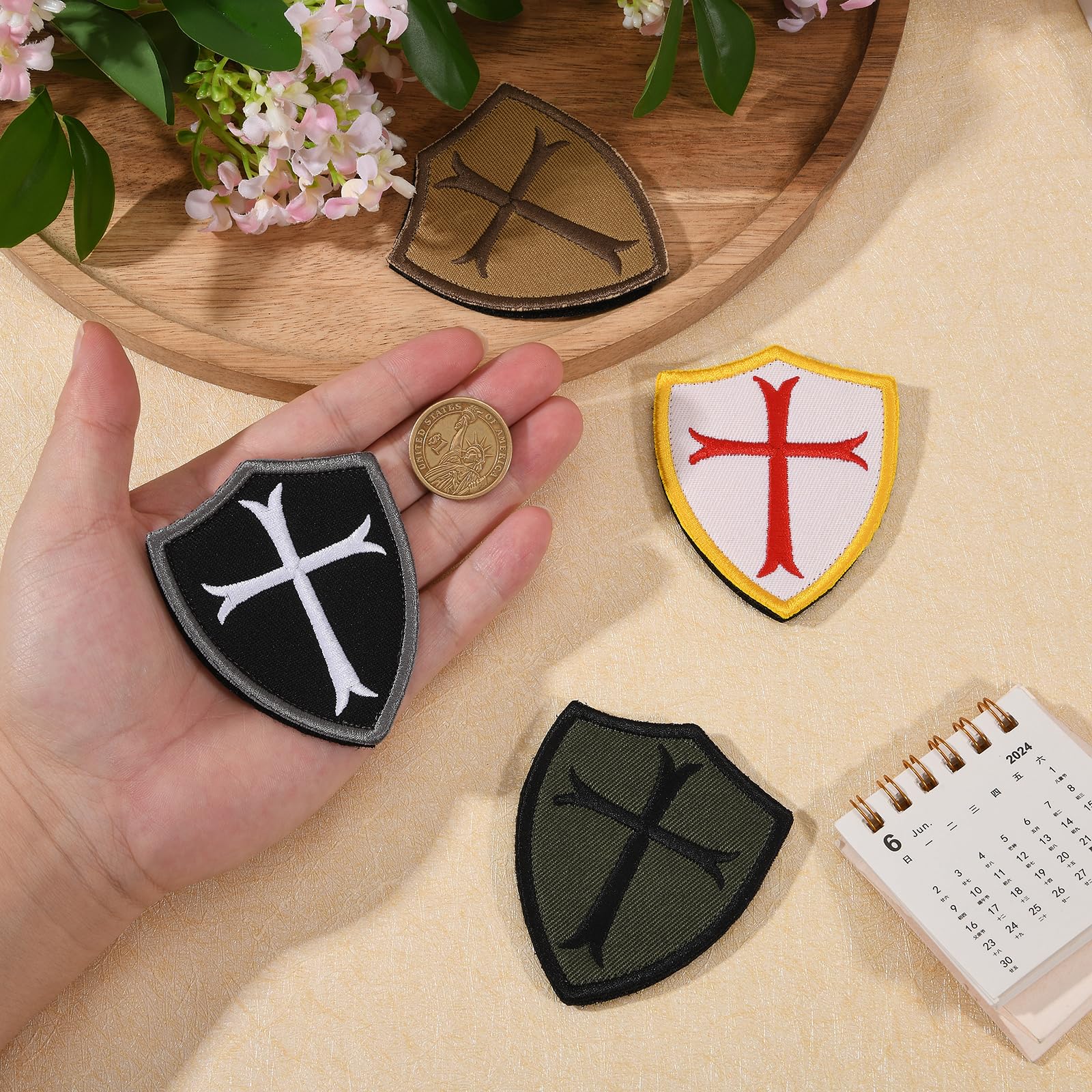 8 parches bordados de cruz templaria con cierre de para mochilas tácticas, ropa DIY, chalecos, sombreros y accesorios para exteriores