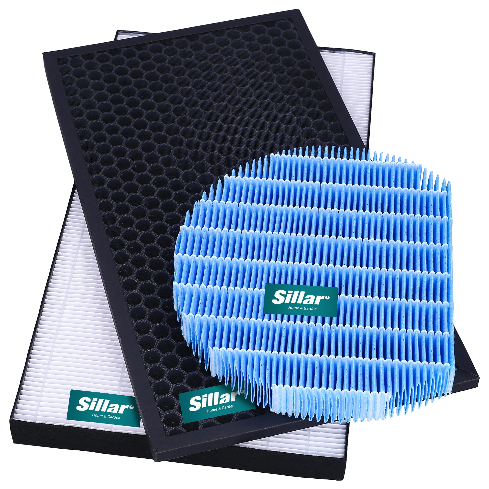 Sillar Zestaw filtrów do oczyszczacza powietrza Sharp, Zestaw filtrów zamiennych pasujący do Sharp KC-D40EUW KC-D50EUW KC-D40EU - Hepa FZ-D40HFE + węgiel aktywny FZ-D40DFE + nawilżanie FZ-A61MFR