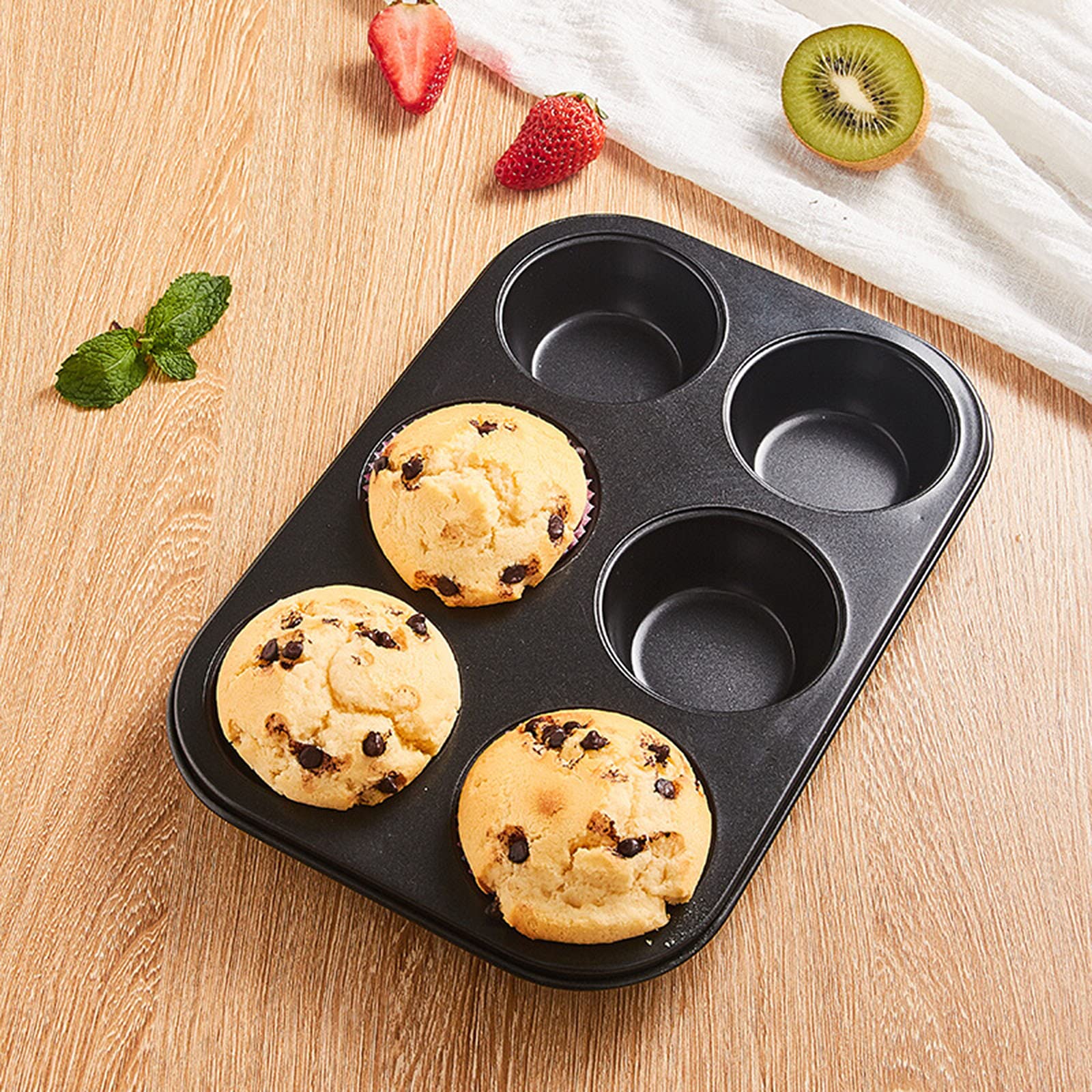 BAtlam Küchenutensilien Muffinform 6 Mulden Antihaft Kohlenstoffstahl Mini Cupcake Pfanne Backformen Kuchenform Muffinblech Backform Antihaft