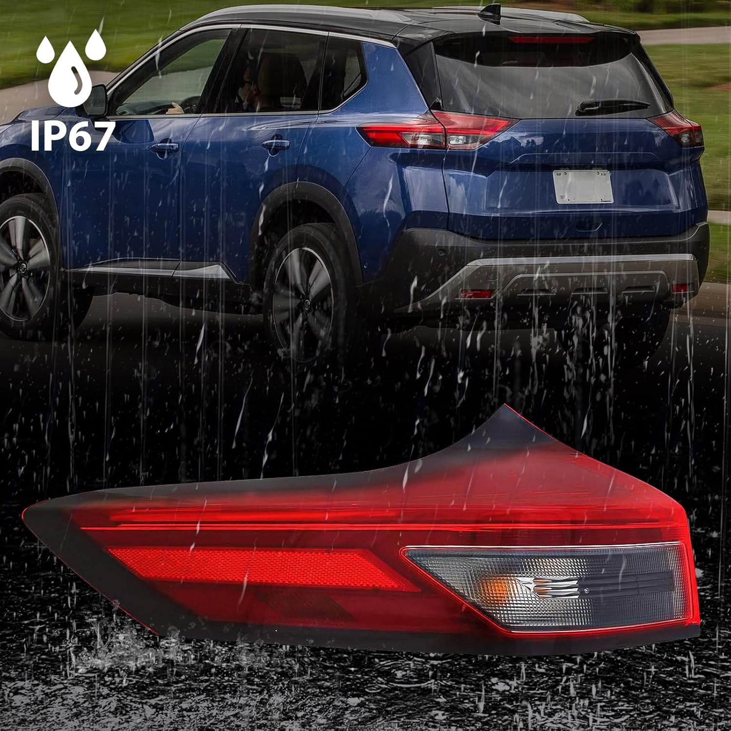 Huray Left LED Outer Tail Light Fit for Nissan Rogue 2021-2024, LH Taillight Tail lamp Rear Brake Lamp Assembly OE Style Replacement for NI2804122 265556RR0A Driver Side