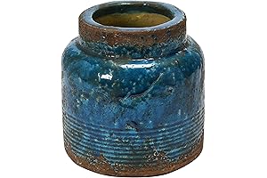 Debossed Terra-cotta Vase With Awe-Inspiring Blue Finish