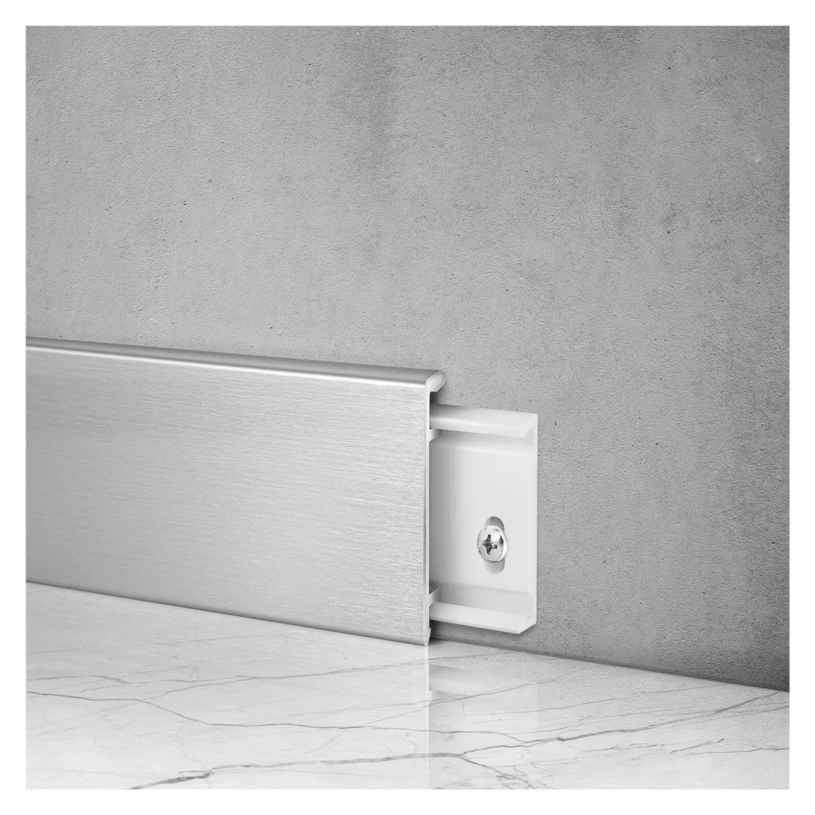 Zócalo de acero inoxidable 15cm moldura de pared plateada para salones