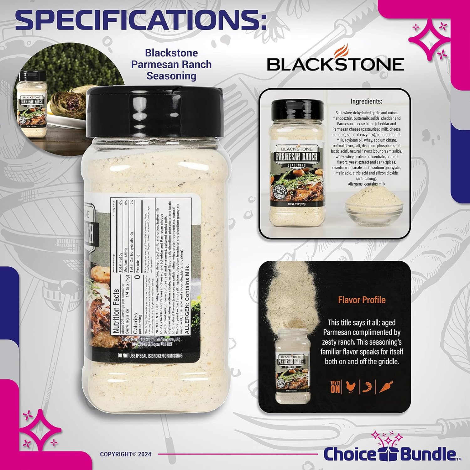Blackstone Cheesesteak & Parmesan Ranch Seasoning - Premium Griddle BBQ Rub 4 Pk Choice Bundle (29.2 oz) + BBQ Guide & Opener (6 Items)!