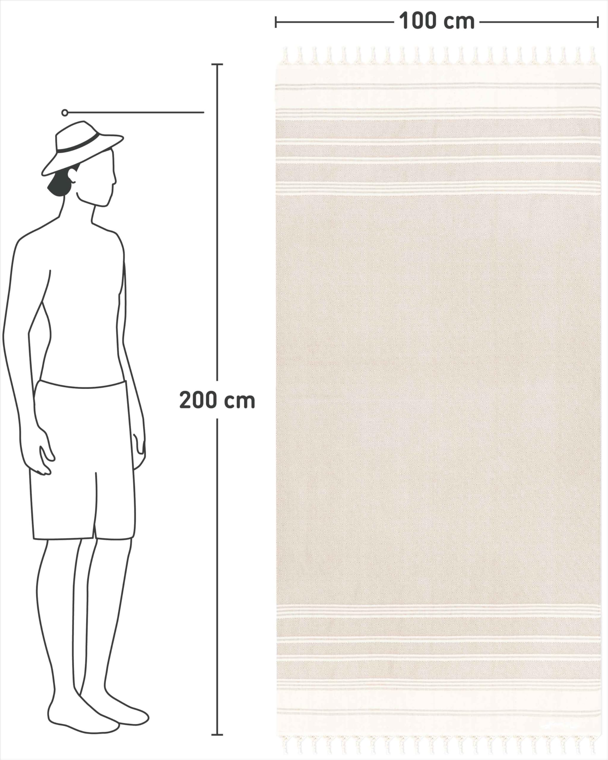 Fit-Flip Serviette de Plage Fouta Coton 100% 100x200cm Sable