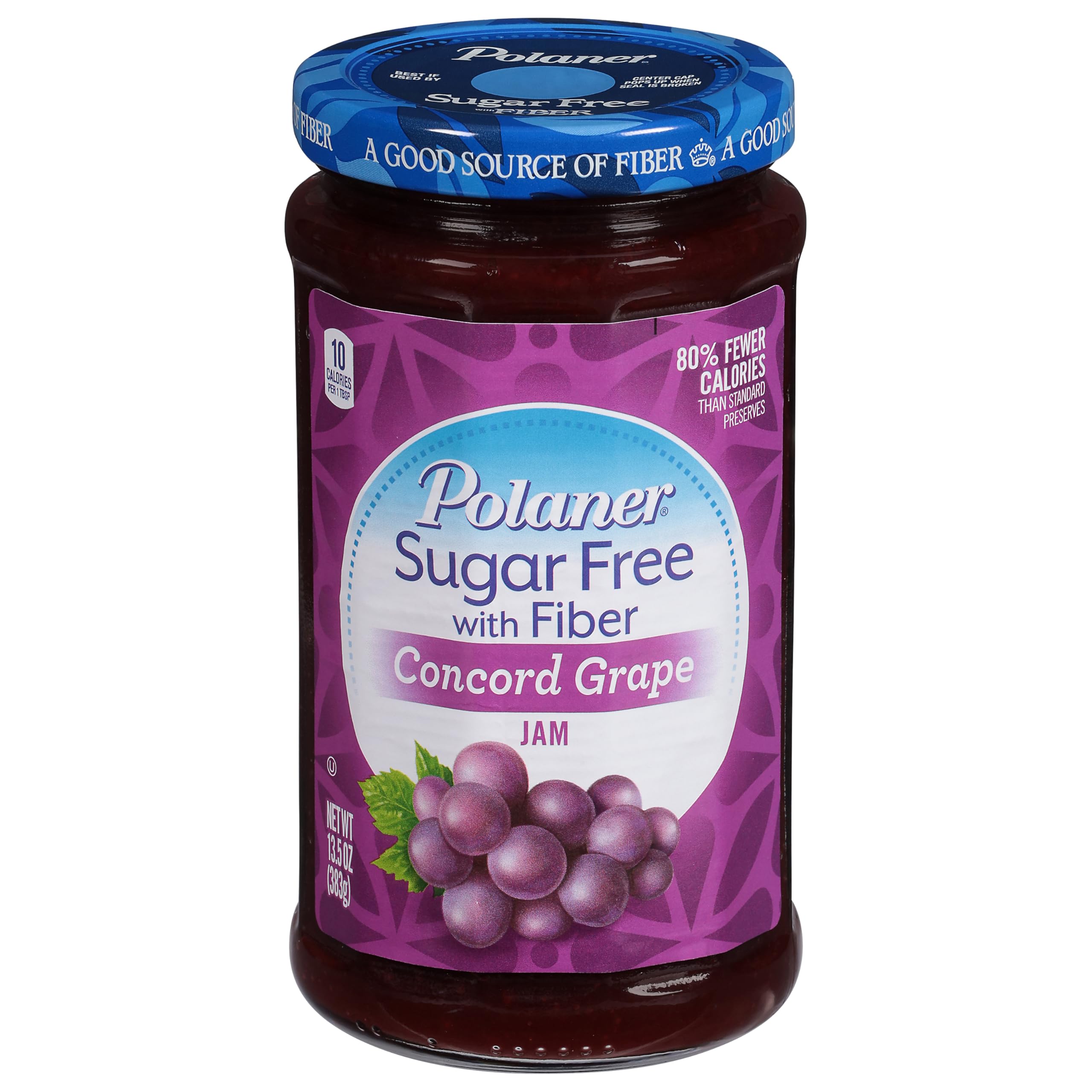 Polaner Sugar Free with Fiber, Grape Jam, 13.5 Ounce