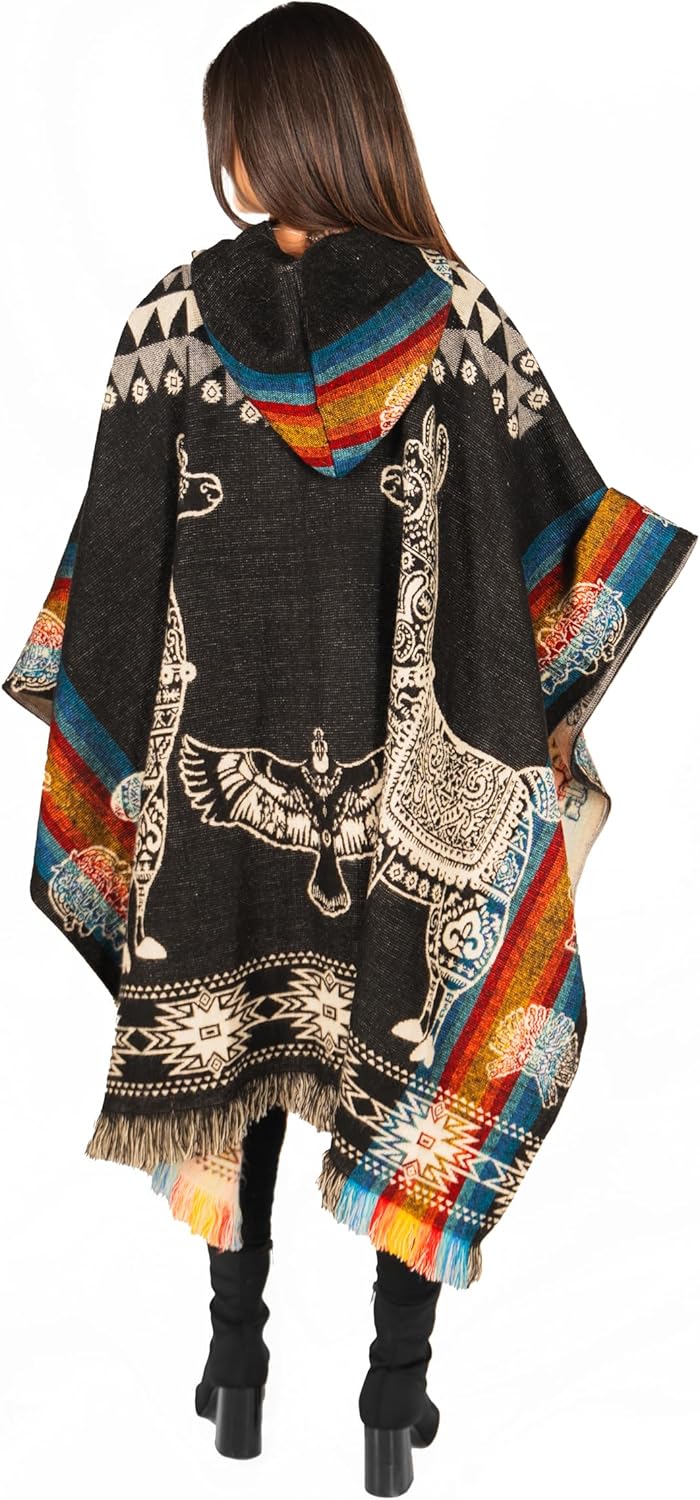 ALPAKITAS Premium Alpaca Wool Poncho for men and women – Western Hooded Cape for Men & Women – Soft & Warm Mexican ponchos - Image 4