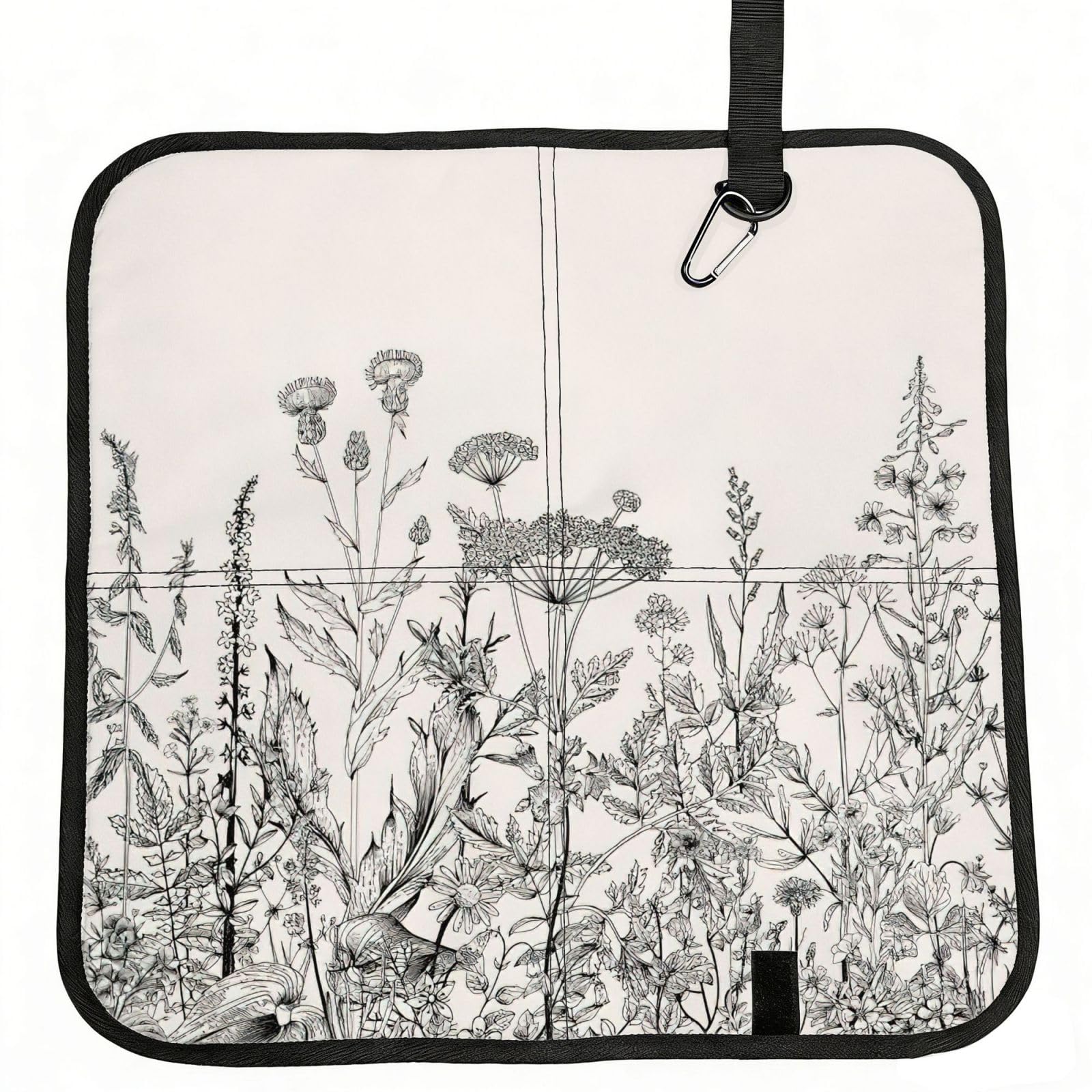 VCzsdff Floral Herbs Botanical Engraving Print Portable Seat Cushion Folding Bleacher Pad Compact Picnic Sitting Mat Polyester 40cm