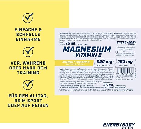 Energy Body Magnesium Pineapple 20x25ml 500 ml [German Import]