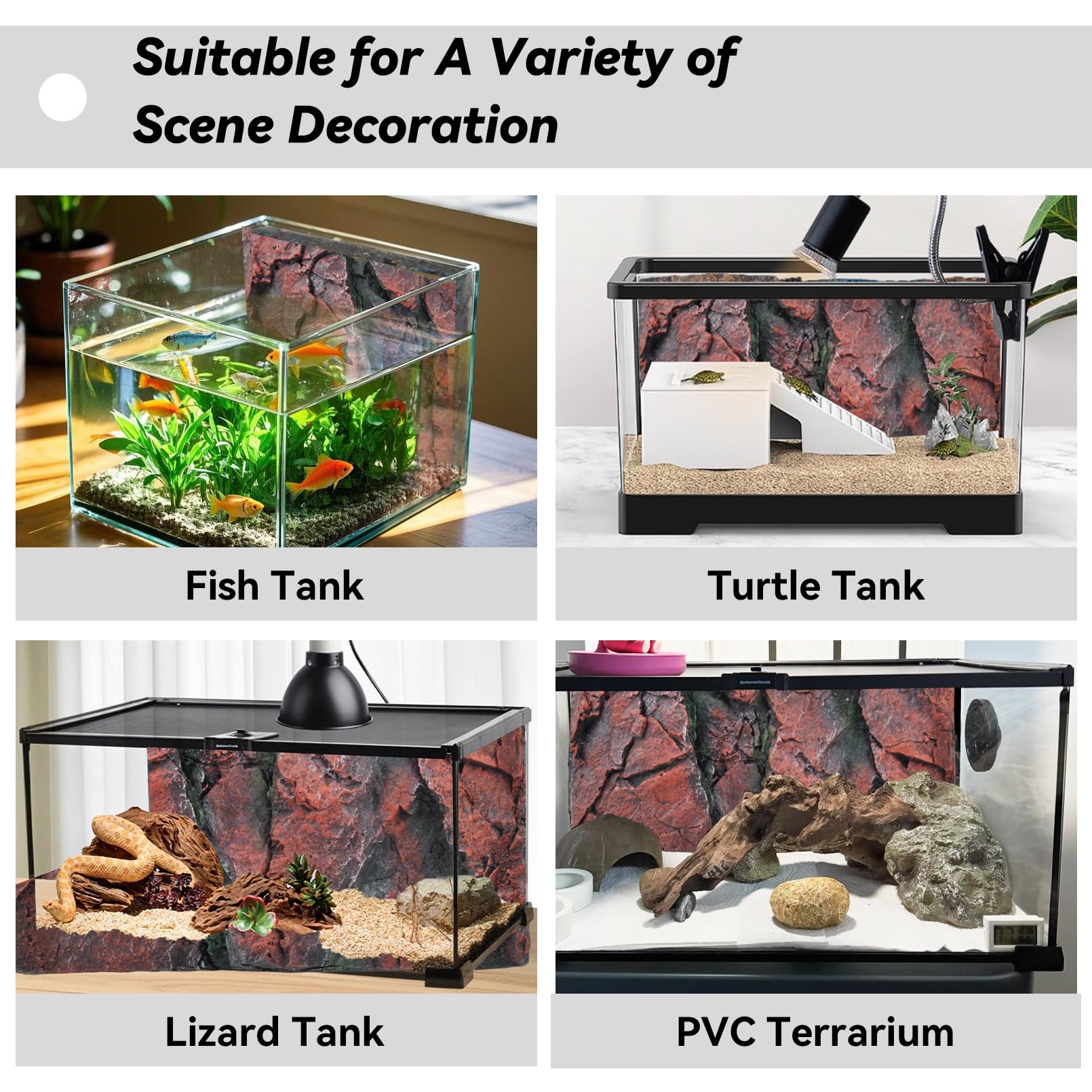 Toile de fond 3D pour aquarium, terrarium en liège, décoration d'habitat amphibien, lézard, gecko, dragons barbus, tortue
