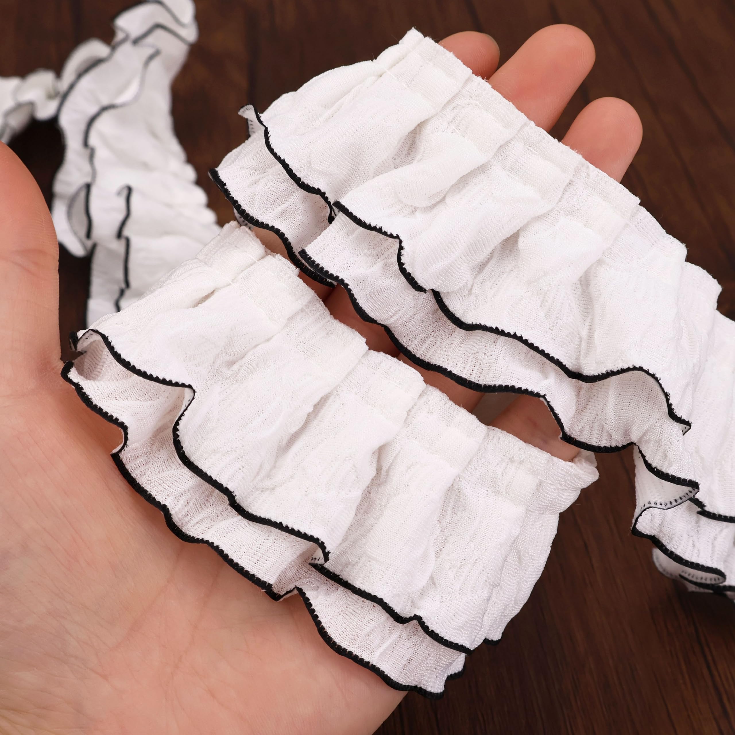 Treat ÜrselfSheer ribbon frill one-piece ZNZAKKA White Ruffle Trim 2 Yards Double-Layer Pleated Lace Edge