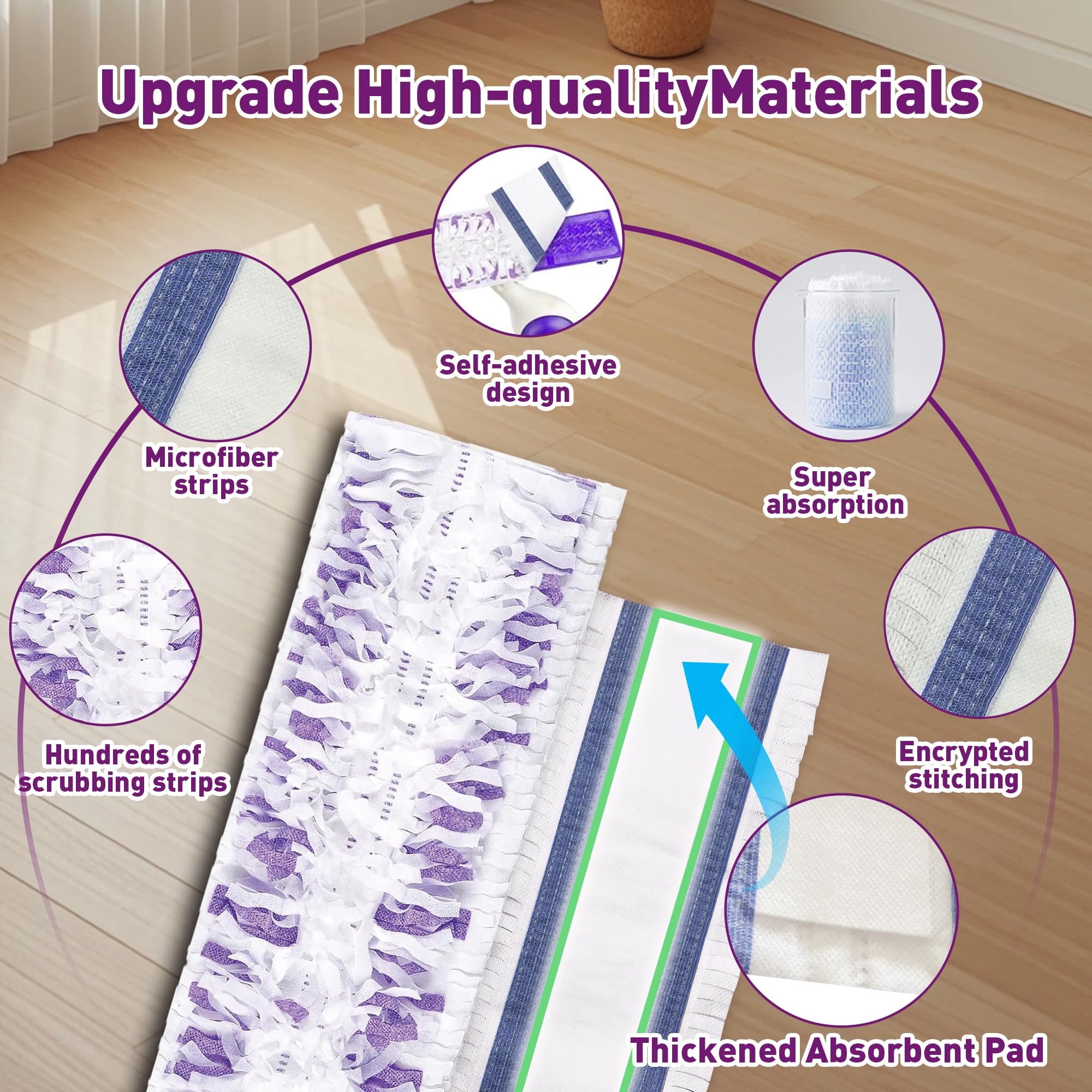 Funtin Almohadillas de mopa Power Mop para Swiffer PowerMop, recambios de fregona desechables sin perfume, almohadilla de repuesto gruesa multisuperficie, uso seco y húmedo para limpieza de suelos (40