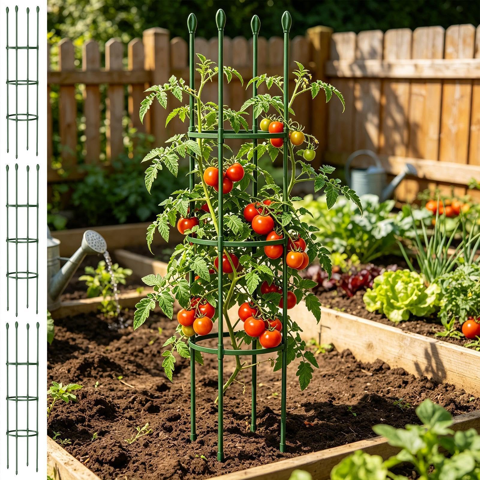 Generisch Tomatenkäfige Für Den Garten,Schwerlast Ausziehbare Pflanzenstütze 3 Stück 152 cm,für Hochbeete - für Balkon, Hinterhof und Gewächshaus, Outdoor-Gartenarbeit, Blumen, Paprika und Gurken