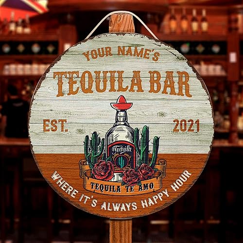 Miniatura 173 de Placa de pared de madera de bar de tequila mexicano personalizado, letrero de bar de México, letrero rústico para pub para el hogar, decoración de 01