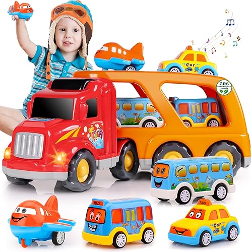 Nicmore Carrier Truck Toddler Toys Car: Transport Toy for 1 2 3 4 Year Old Boys Girls 18 Month 5-in-1 Kid Playset Gifts for Preschool Birthday Christmas