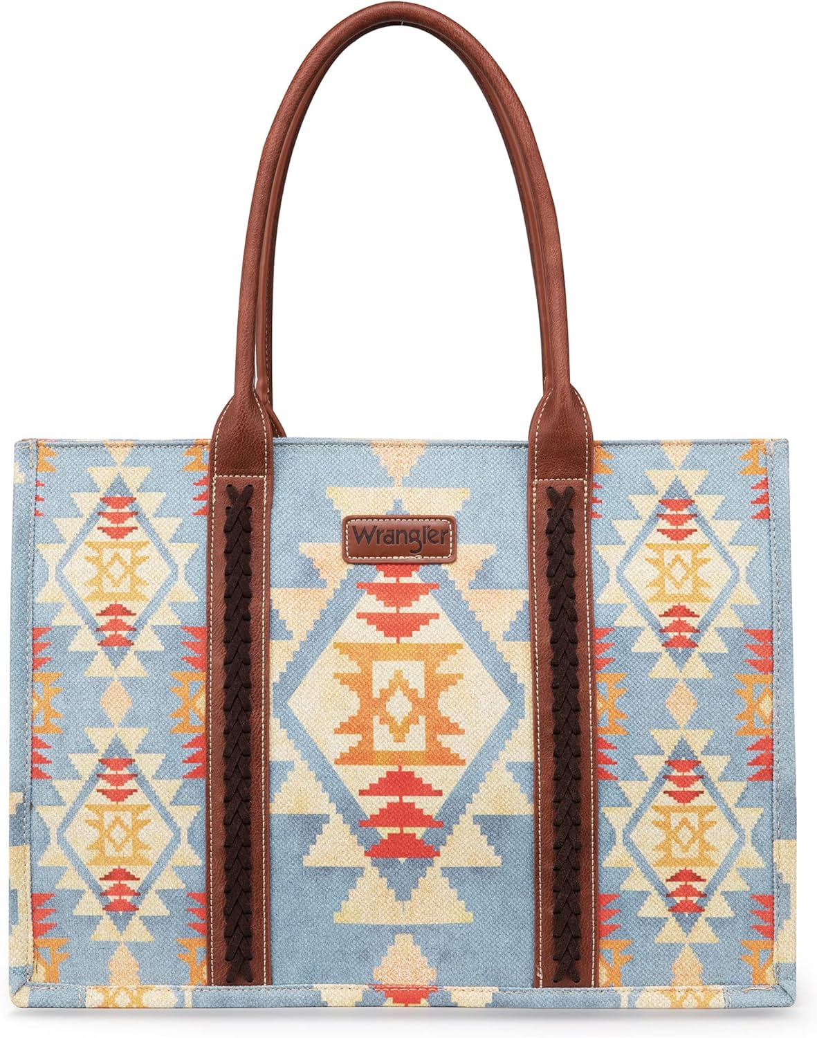 Wrangler Tote Bag for Women Purses Aztec Handbags Western Purses Boho Shoulder Bag ZSY-FBA2-WG2202-8119BR, Angel Cerulean Blue - No Strap