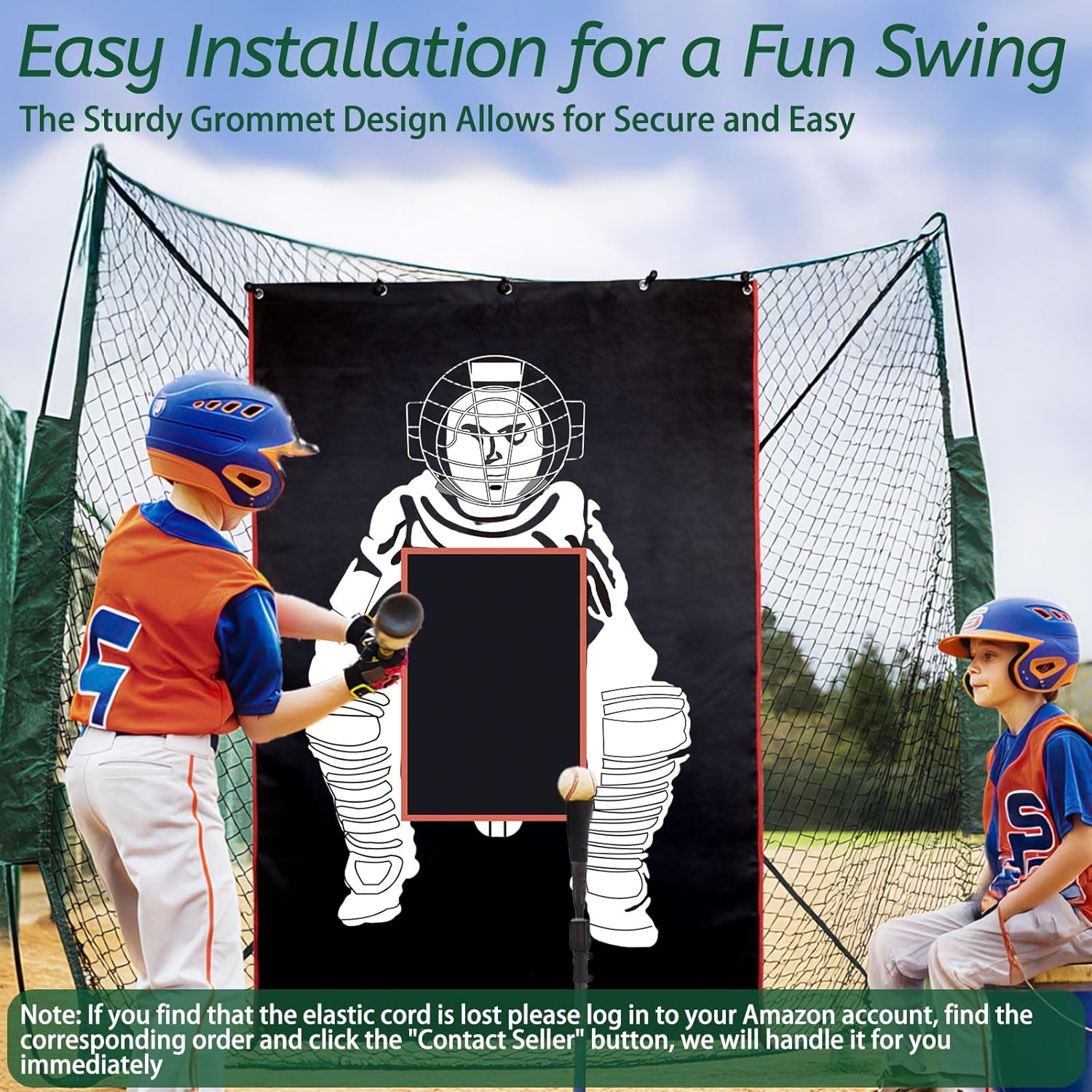 Baseball/Softball Backstop with Strike Zone Black Vinyl Batting Cage Backdrop and Net Saver Durable Facility Backstops for Pitching Outdoors