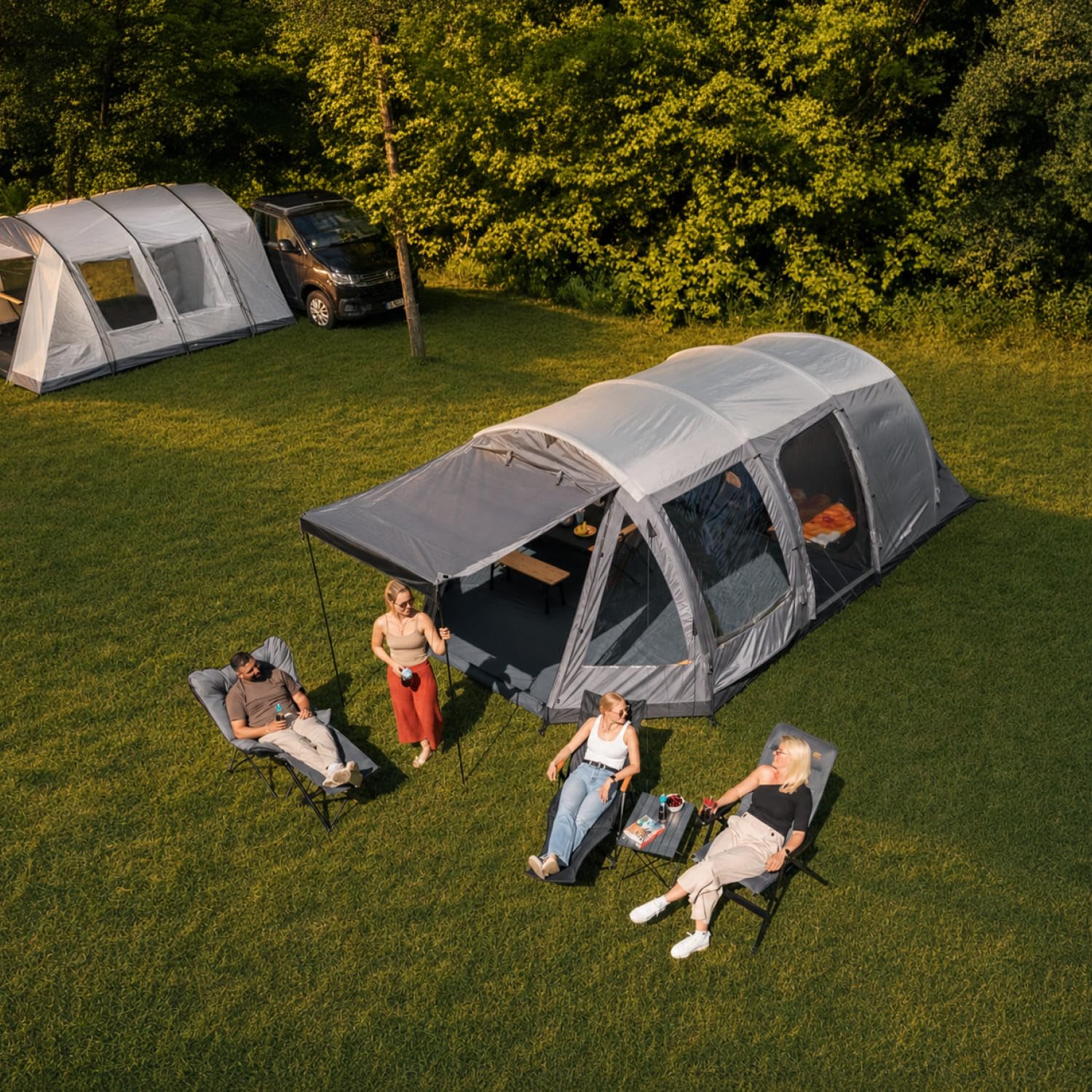 Skandika Tienda de campaña hinchable Folldal Air Protect | Tienda de aire para 4-5 personas, suelo cosido, impermeable, columna de agua de 5000 mm, con bomba, toldo | Tienda de camping, tienda de